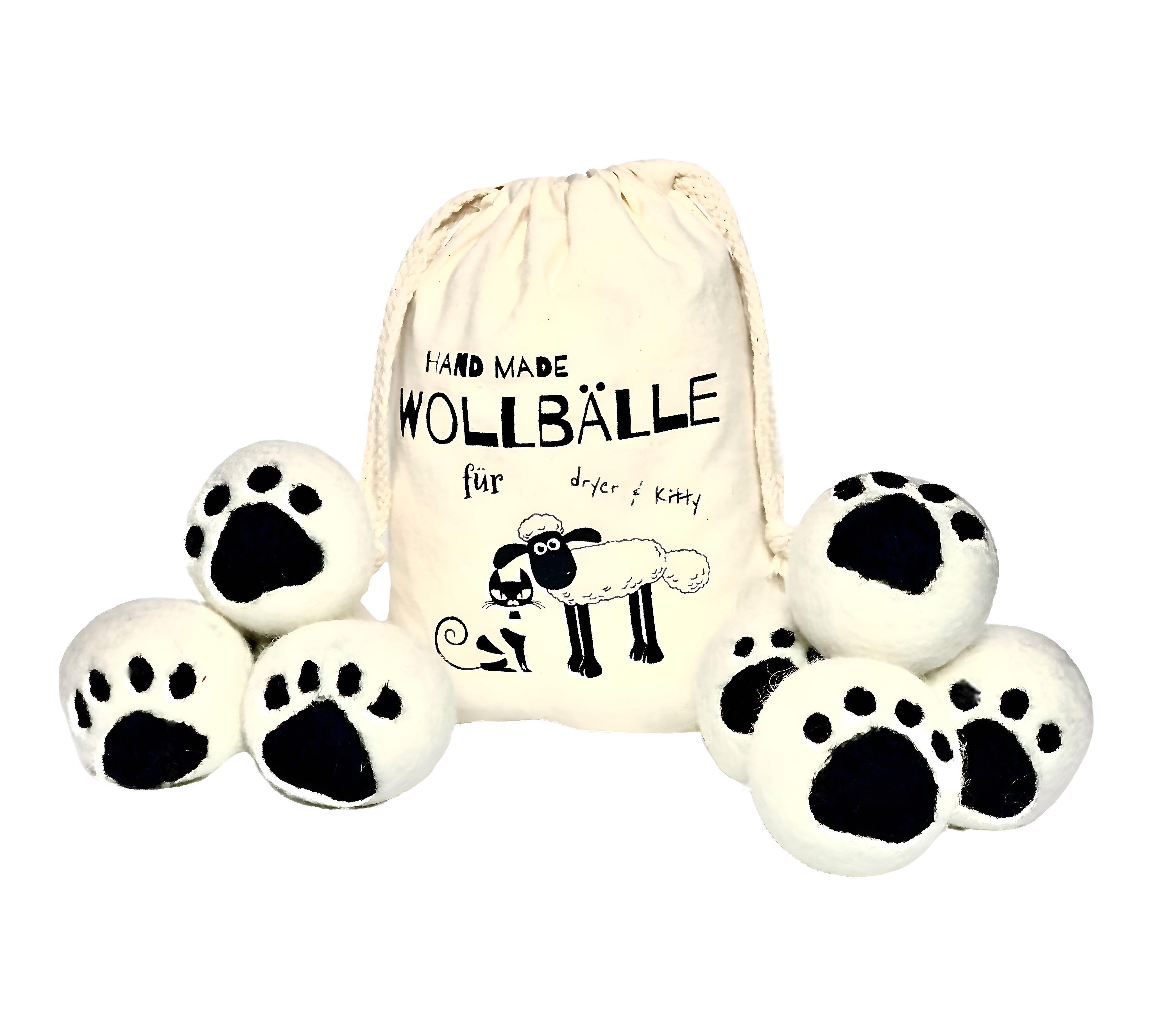 CULTZEN Trocknerball 6x Öko Wäschebälle Trocknerbälle Premium Schafwolle für Wäschetrockner (XL Set, 6-St., 100% hypoallergene Schafwolle), Biologischer Weichspüler Laundry & More EKO