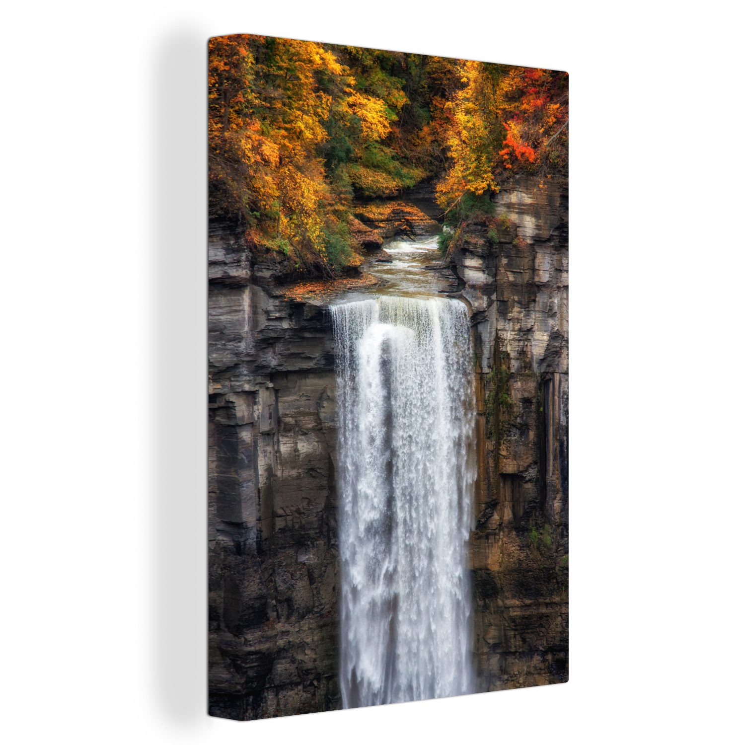OneMillionCanvasses® Leinwandbild New York - Wasserfall - Herbst, (1 St), Leinwandbild fertig bespannt inkl. Zackenaufhänger, Gemälde, 20x30 cm