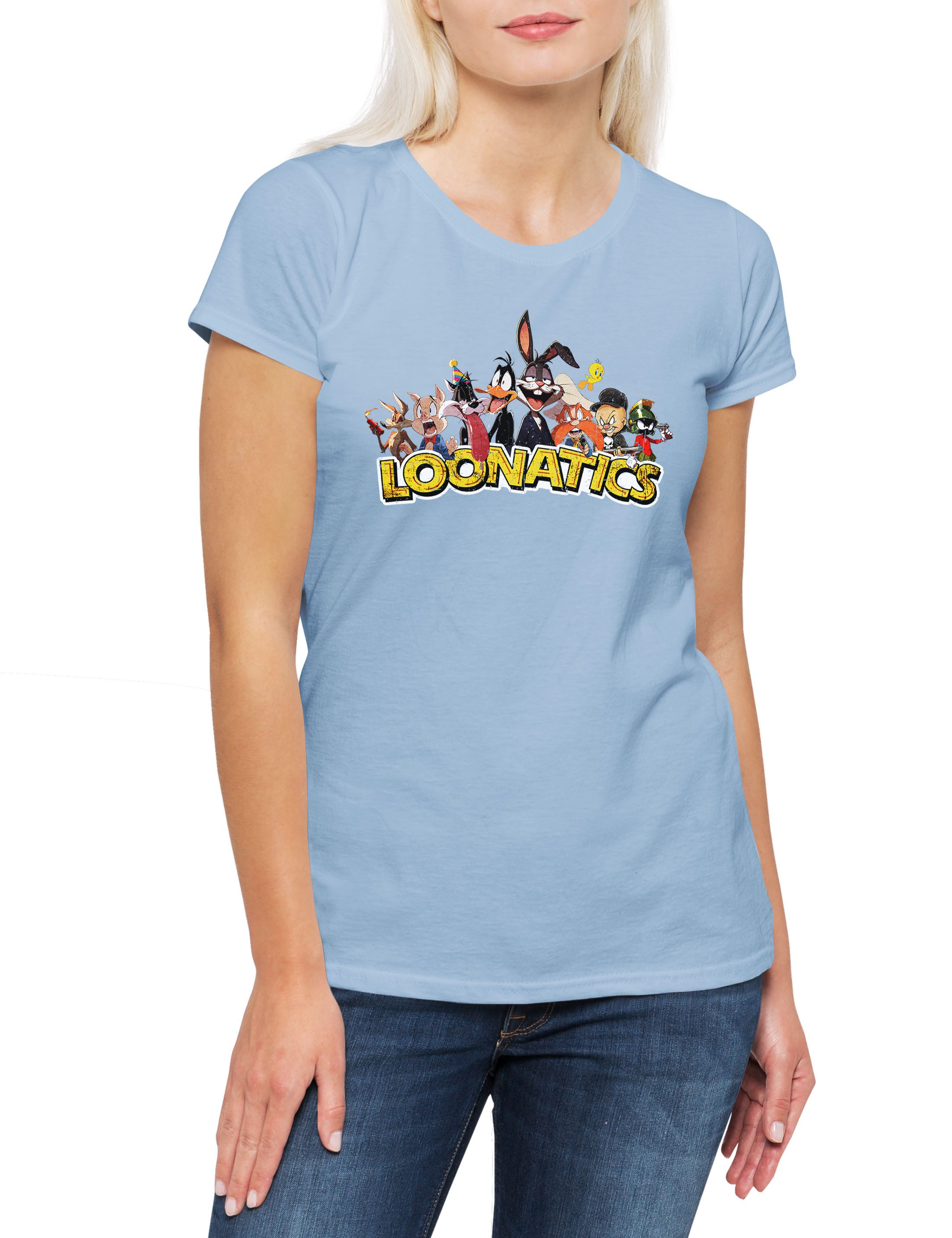 Urban Backwoods Print-Shirt Loonatics Damen T-Shirt Logo Toon Cartoon Comic Bugs Bunny Pig (1-tlg) Yosemite Porky Bird Cat