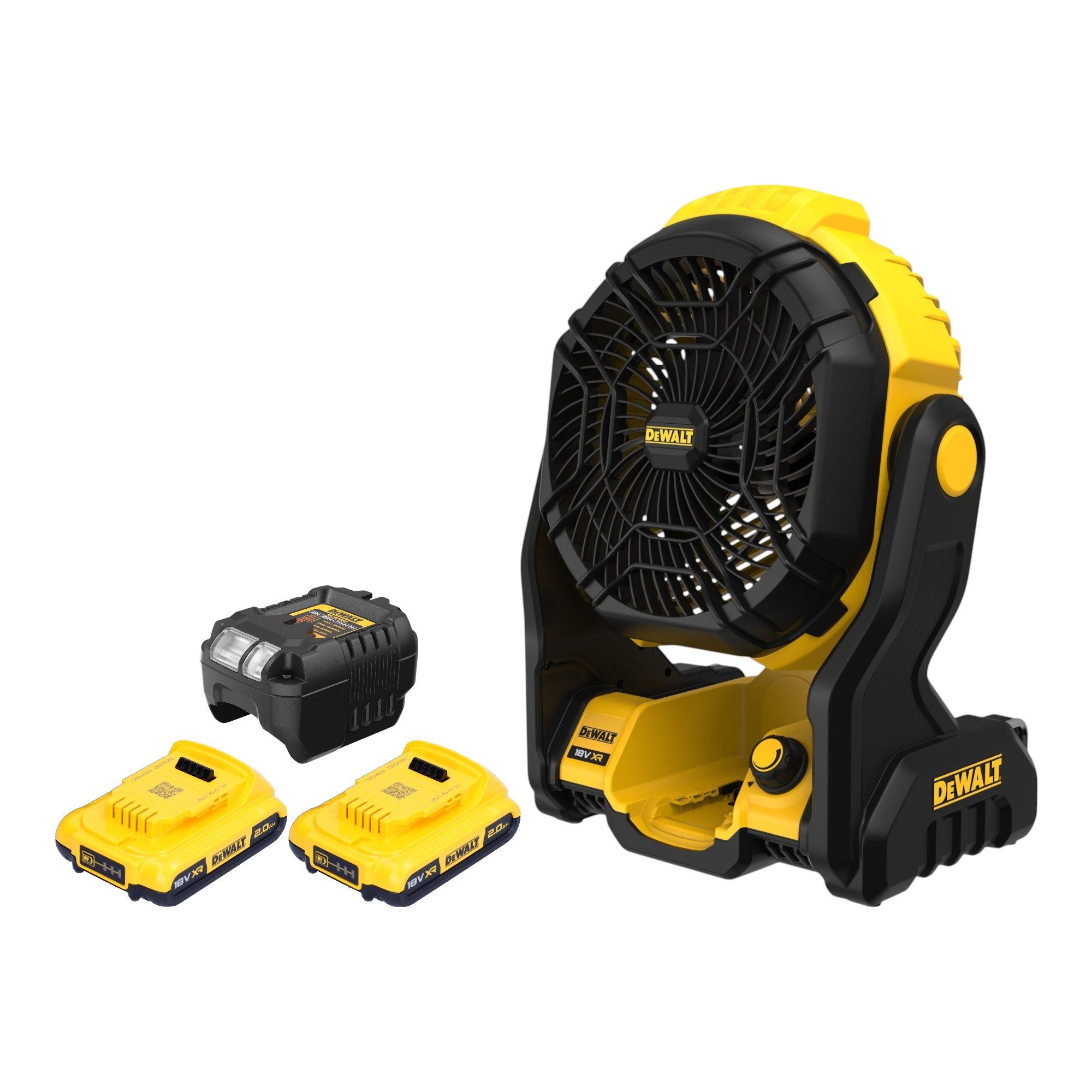 DeWalt Akku-Standventilator DCE 512 D2 Akku Ventilator 18 V + 2x Akku 2,0 Ah + Ladegerät