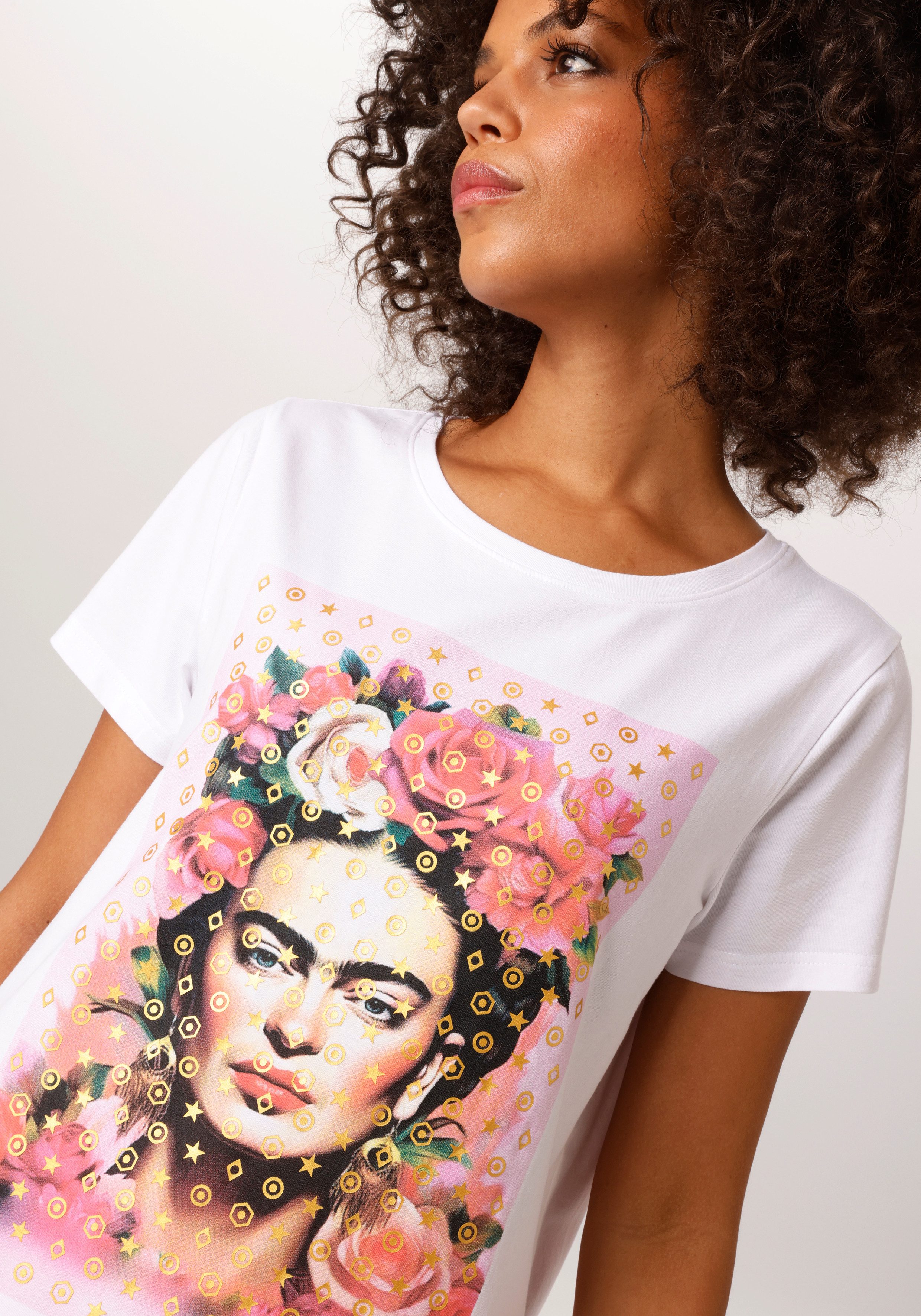 Aniston CASUAL T-Shirt mit goldfarbenem Foliendruck verzierter Frontprint
