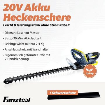 Fanztool Akku-Heckenschere FANZTOOL Heckenschereund mit 20 V, 2 Ah Akku