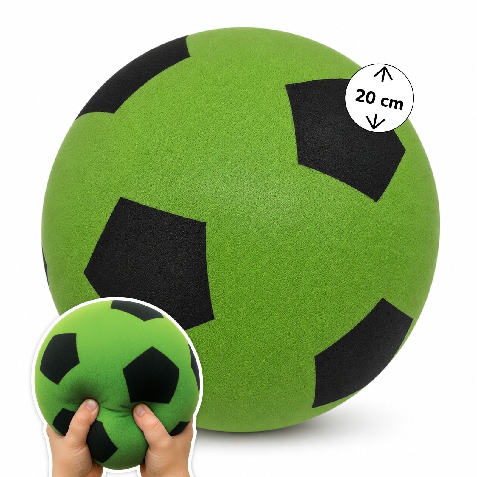 Softball Schaumstoff-Ball grün Ø 20 cm, weicher Soft-Fußball für Kinder