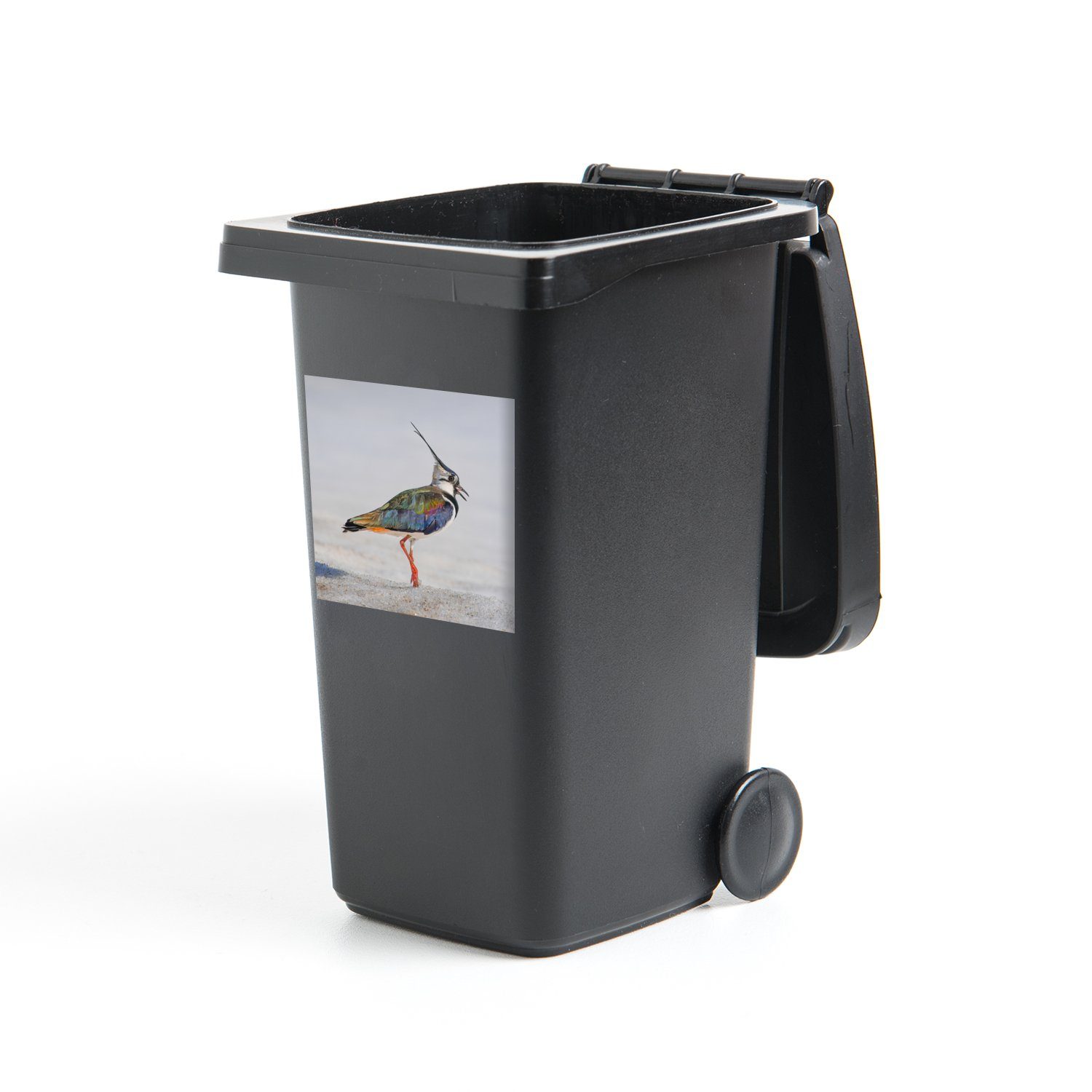 MuchoWow Wandsticker Vogel - Tiere Abfalbehälter Container, St), Sand - Mülleimer-aufkleber, Kiebitz - Mülltonne, Sticker, (1