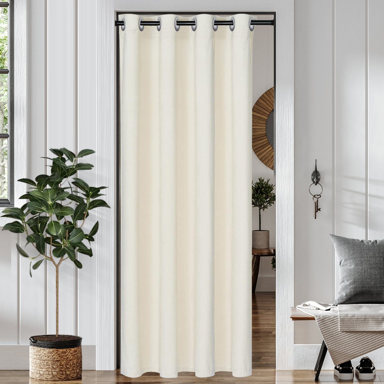 Türvorhang Mit Sonnenblumen-Muster – Wärmeisoliert, Aus Polyester-Plüsch, 99 X 178 Cm, Für Schlafzimmer & Wohnzimmer, Als Sichtschutz & Dekoration