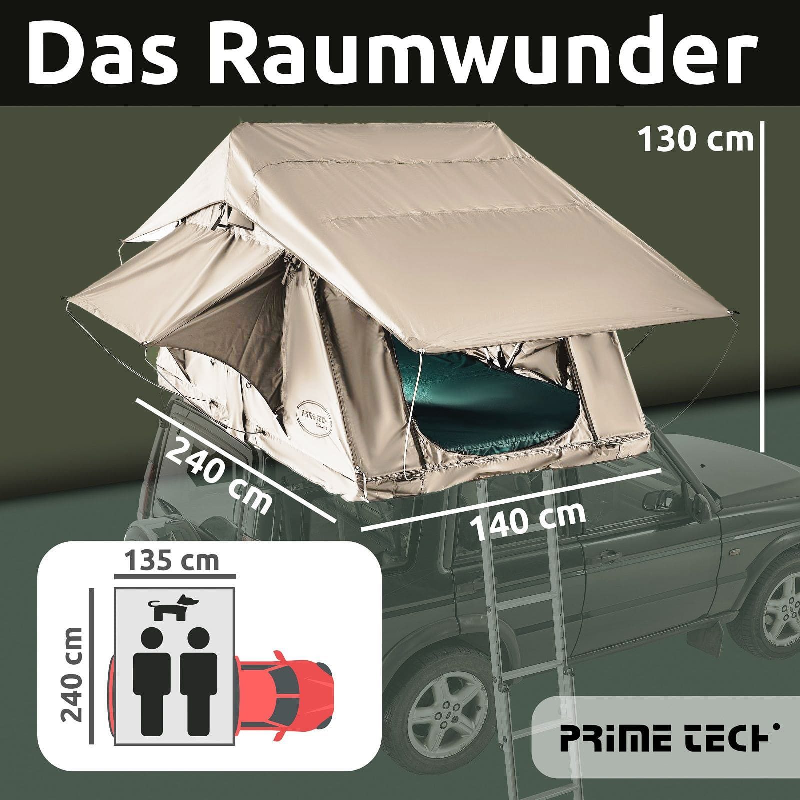 Prime Tech Dachzelt Wasteland L, Personen: 2