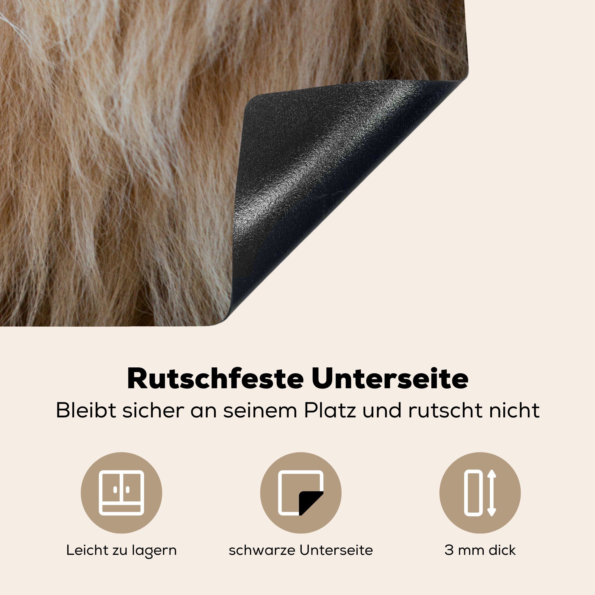 - MuchoWow tlg), cm, Herdblende-/Abdeckplatte Tiere, 78x78 Ceranfeldabdeckung, Vinyl, küche Profil- für (1 Arbeitsplatte Löwe