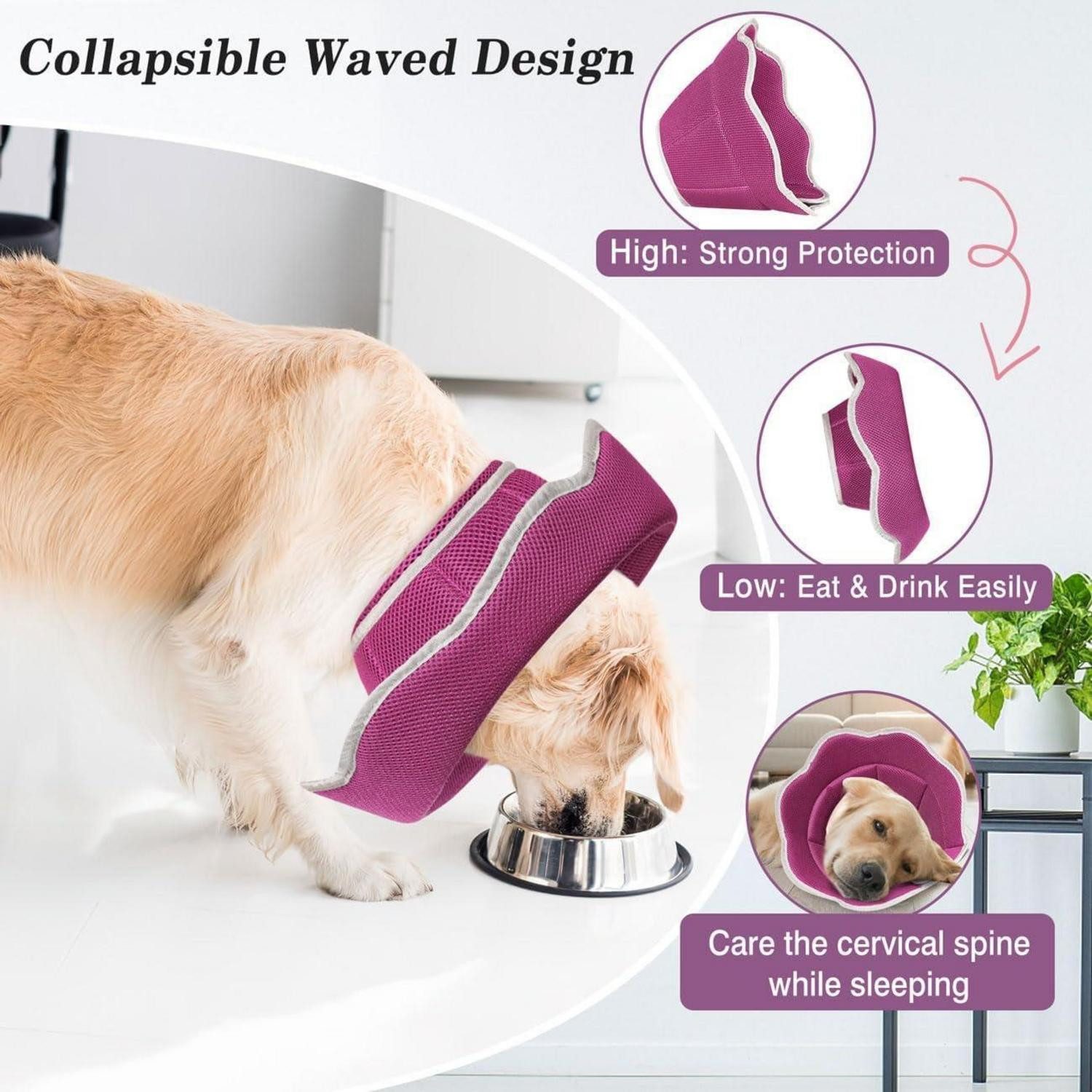 LuxusKollektion Schutzkragen Halskrause Schutzhalsband Hunde Katzen verstellbar L Masche Magenta