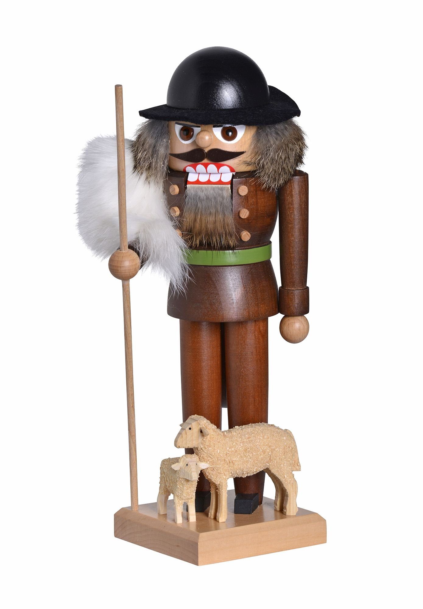KWO Kunstgewerbe Werkstätten Nussknacker Nußknacker Schäfer mit Schaf BxTxH= 11,5x11,5x25,5cm NEU