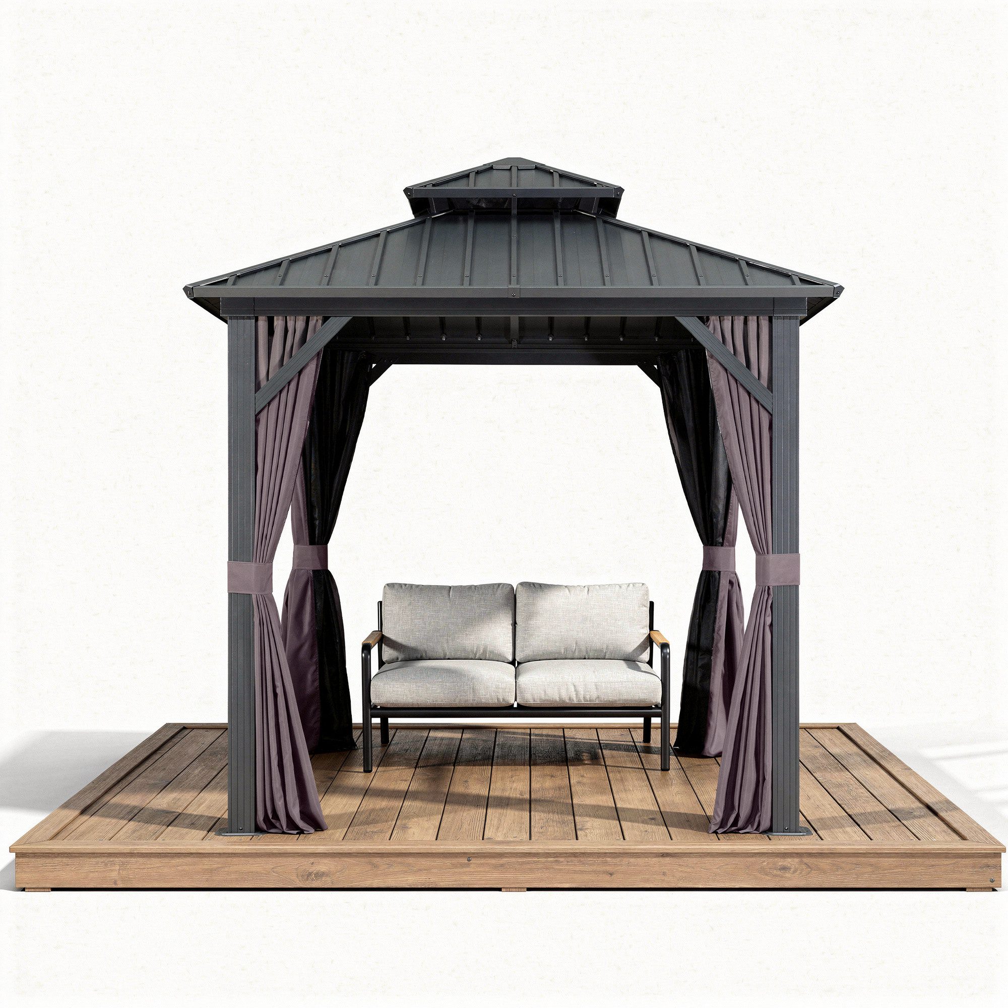 PURPLE LEAF Pavillon Günstiger Gartenpavillon, (1 Pavillon, mit Vorhängen und Moskitonetz), Wasserdicht, UV-beständig, Privatsphärenschutz