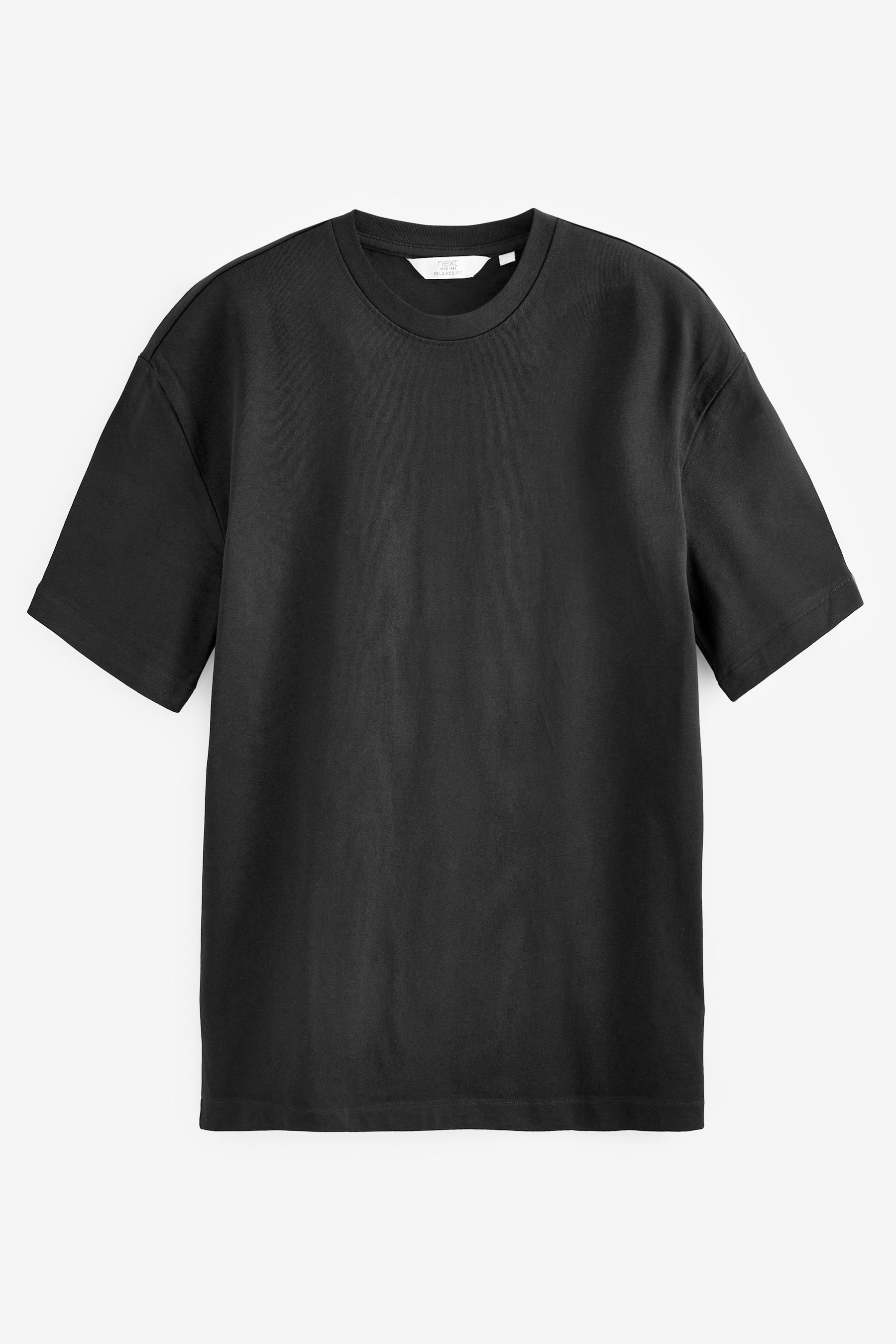 Next Print-Shirt Relaxed Fit, schweres T-Shirt (1-tlg) Black