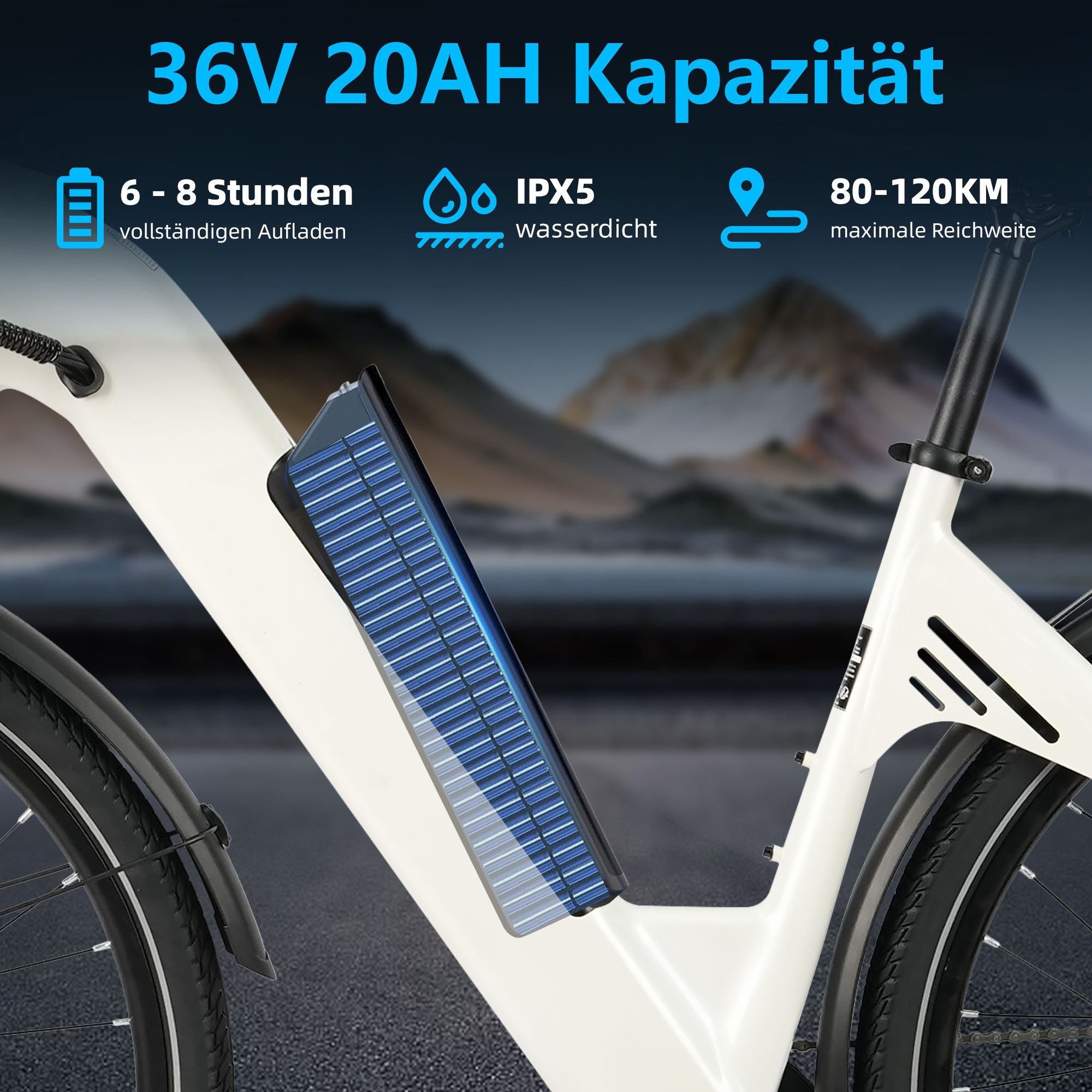 Vankel E-Bike Cityrad 28 Zoll E-Bike 250W 52Nm 120km Reichweite Elektrofahrrad 648Wh Akku, 7 Gang, Heckmotor, 648 Wh