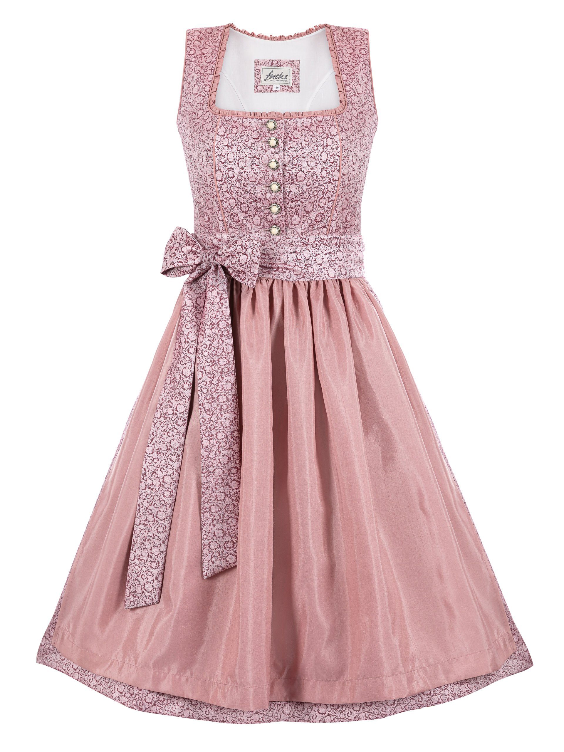 Trachten24.de Dirndl Midi Dirndl Babsi rosa (2-tlg) Rockteil 65cm