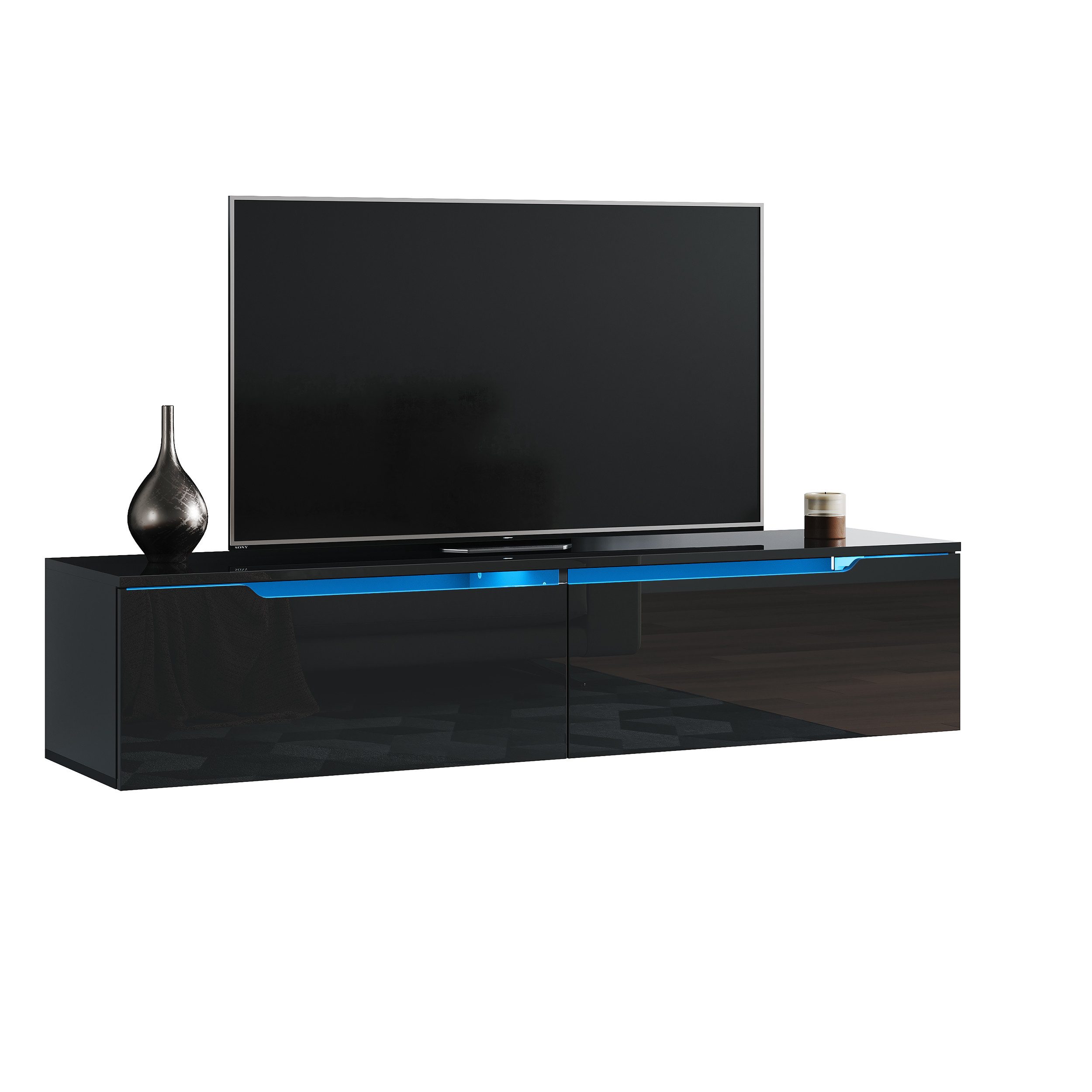 SONNI TV-Schrank Lowboard TV Schrank weiß/schwarz günstig online kaufen