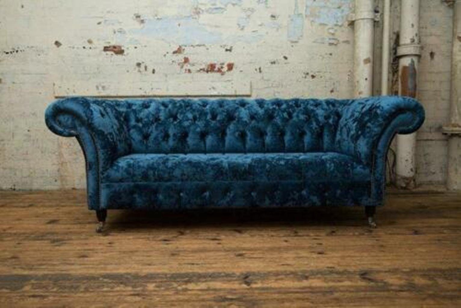 Chesterfield Garnitur 3 Polster Sitzer Sofas Luxus Textil Couch Sofa Chesterfield-Sofa, JVmoebel