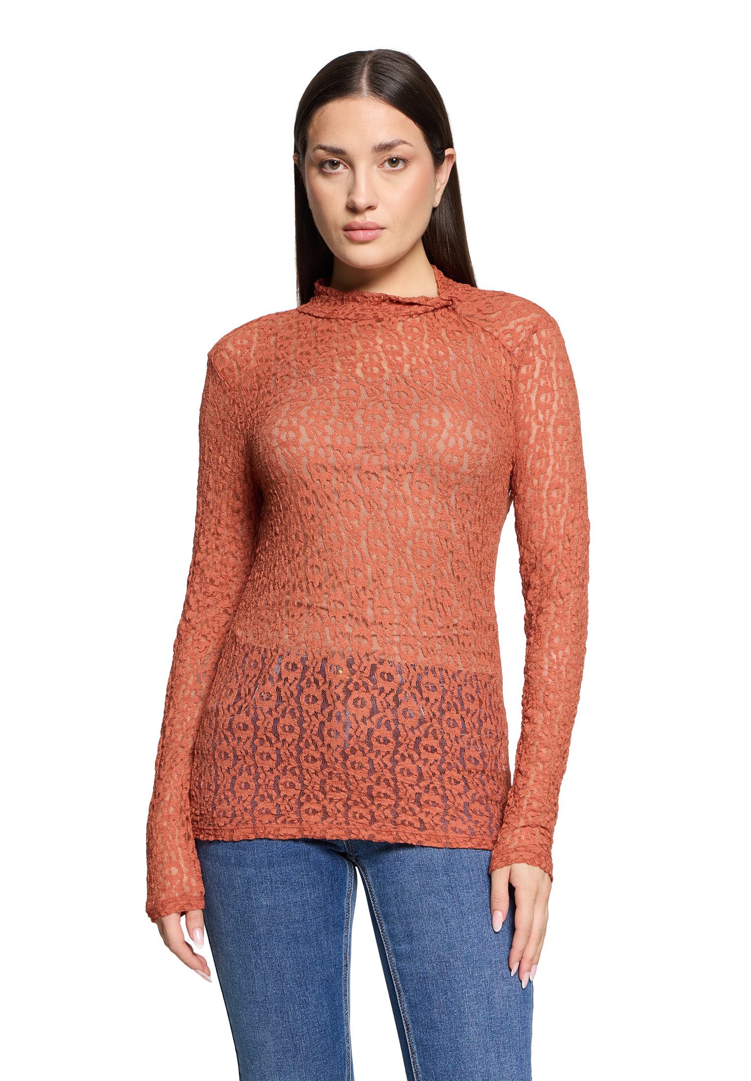 Kurzarmshirt Damen Langarm-Shirt mit Kragen