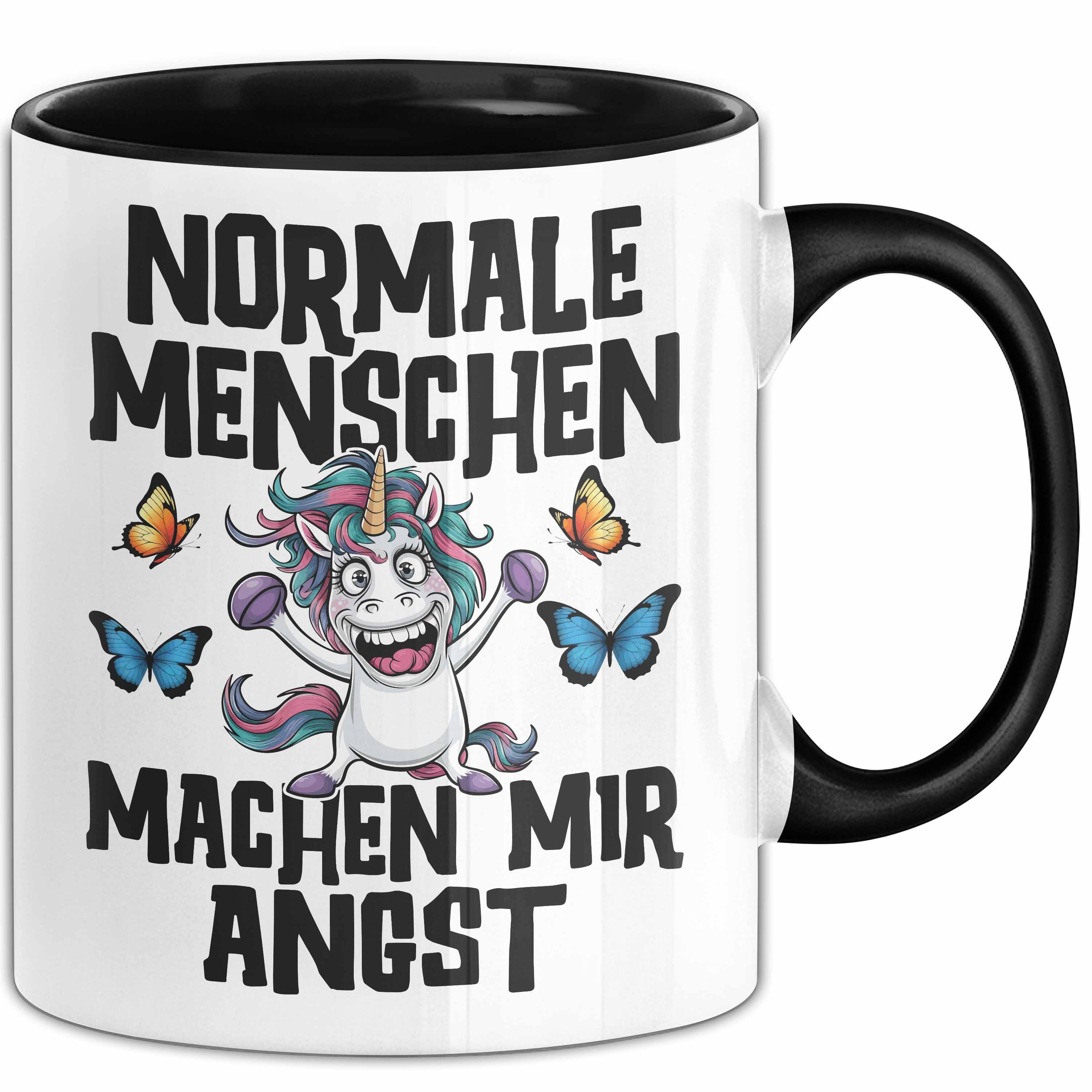 Trendation Tasse Einhorn Tasse Geschenk Normale Menschen Machen Mir Angst Geschenkidee, Keramik