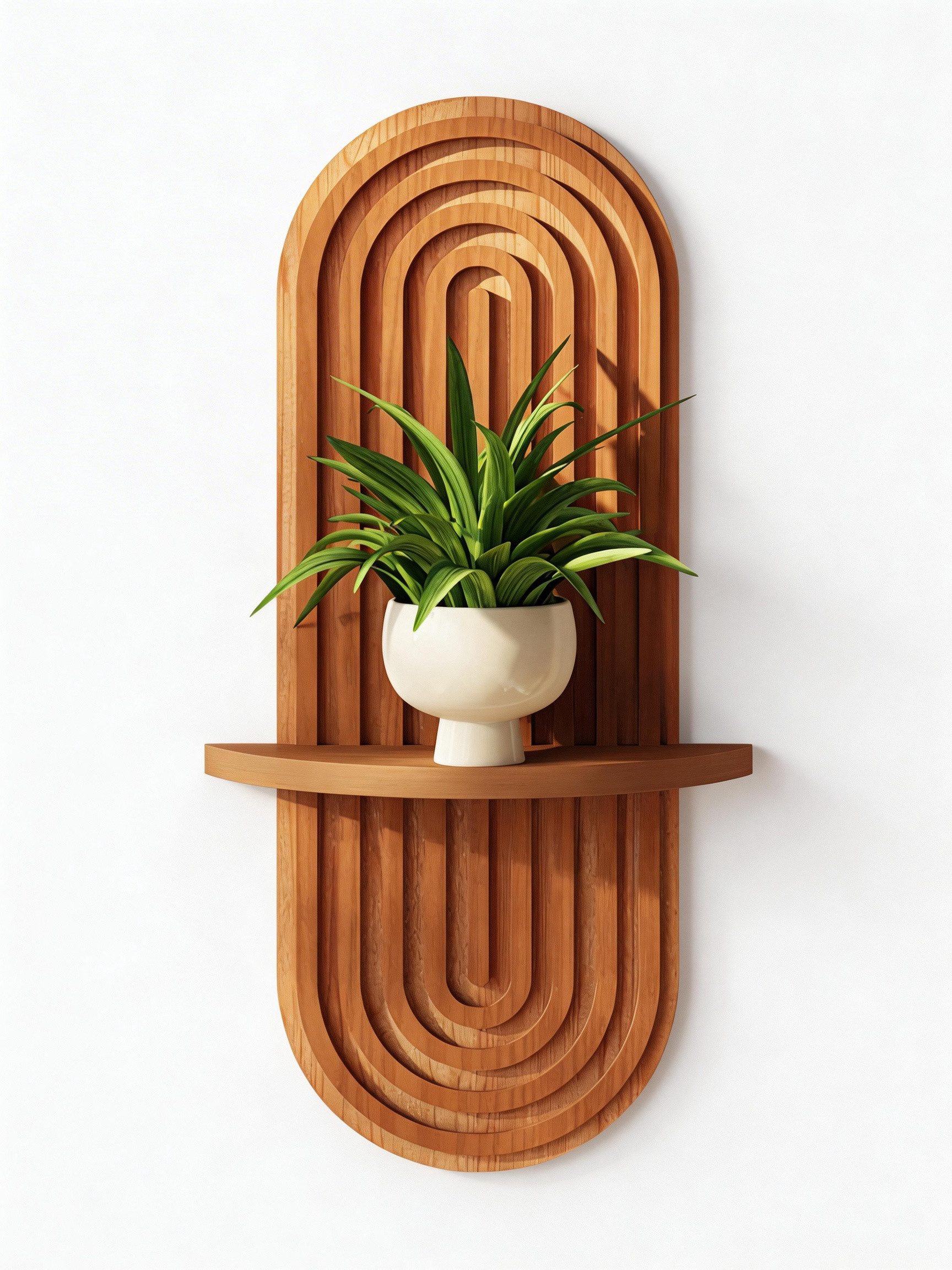 Bamworld Deko-Wandregal 2-stufiges Holz-Wandregal im Boho-Stil, 23x43 cm, 1-tlg., Mid-Century Modern Deko für Wohnraum, Schlafzimmer & Bad
