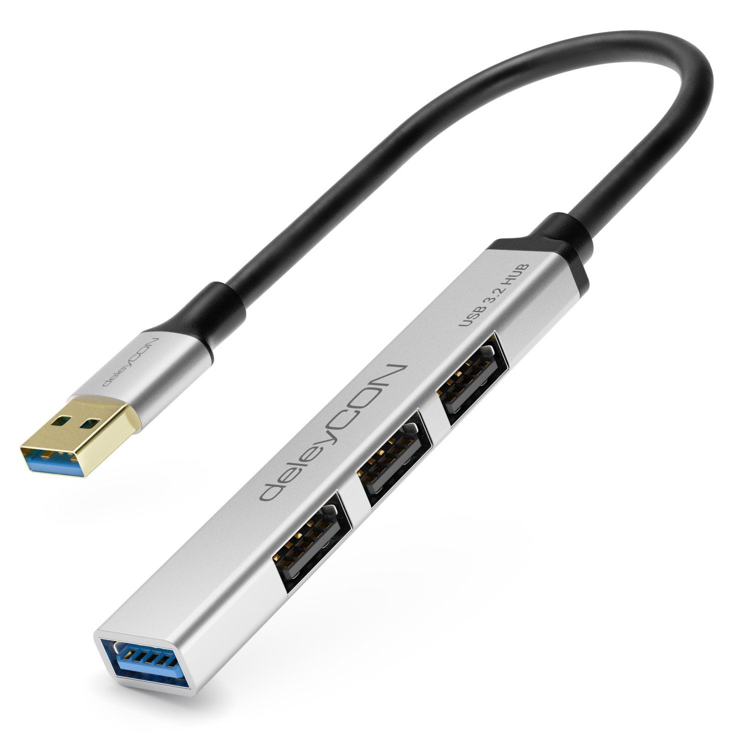 deleyCON deleyCON USB HUB 4 Port 4x USB A 1xUSB3.0 & 3xUSB2.0 mit USB A USB-Adapter