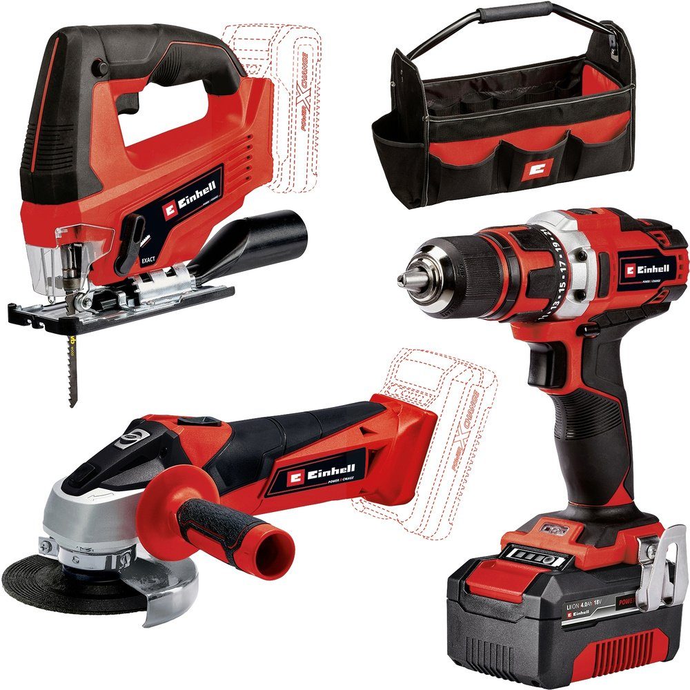 Werkzeugset JS+CD+AG TE-TK Li Power 4257241 X-Change Einhell Einhell Heimwerker 18/3 Kit