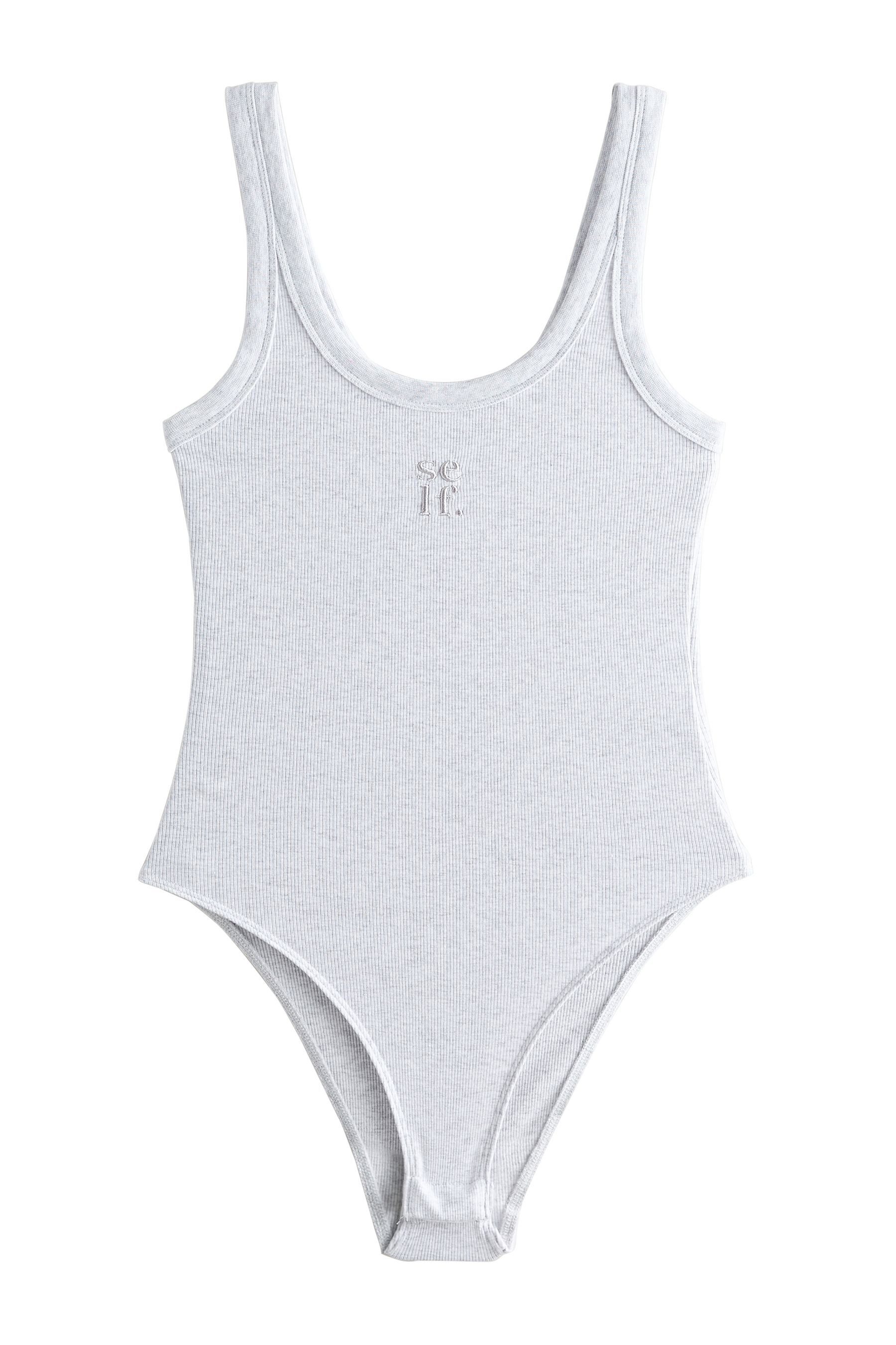 Trägertop Self. Ärmelloser, gerippter Bodysuit, U-Ausschnitt
