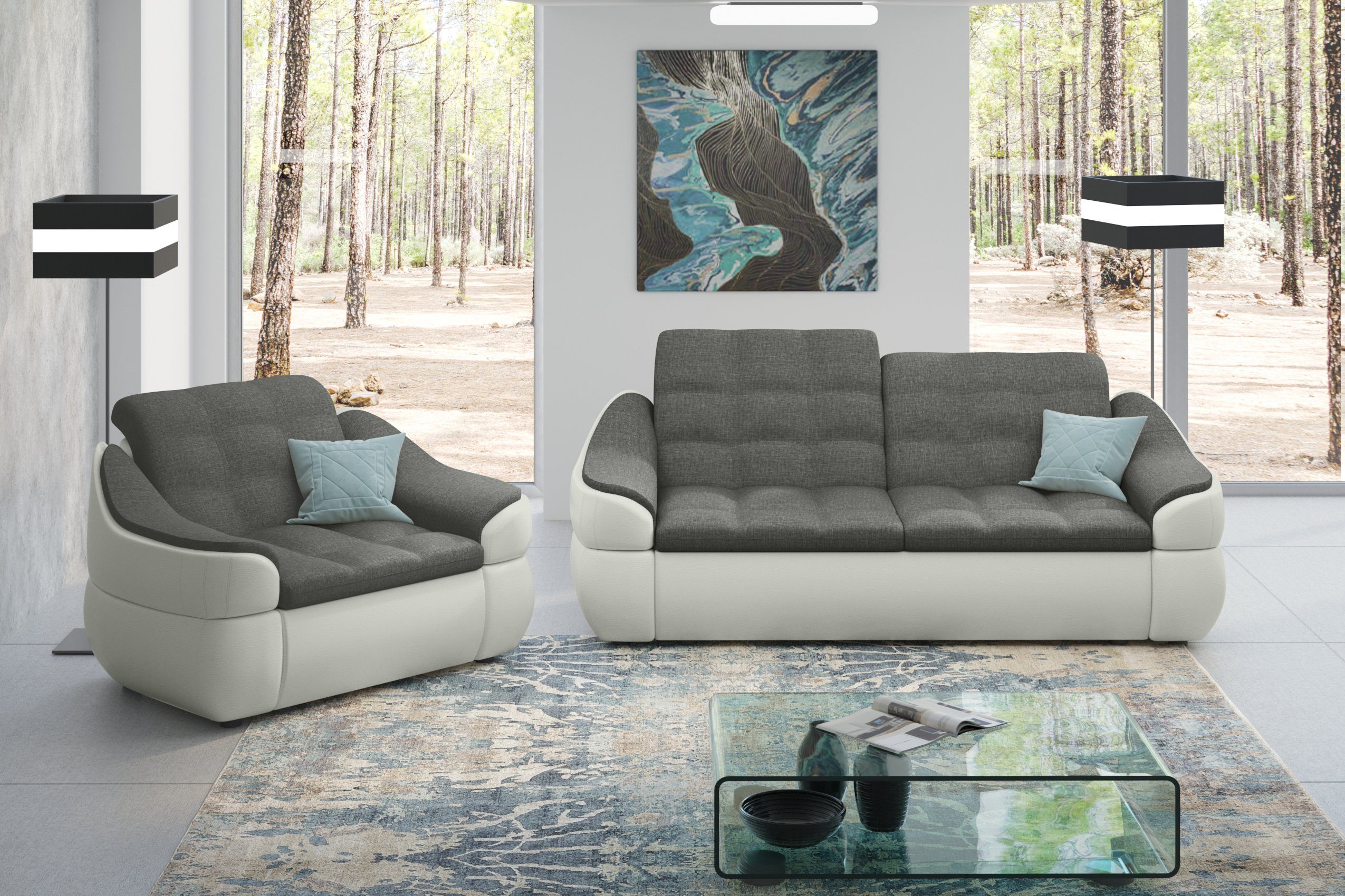 bestehend Sessel, Sofa Design, Polstergarnitur und Europa Modern in made 2-Sitzer Stylefy Alisa, (2-tlg), (Set aus