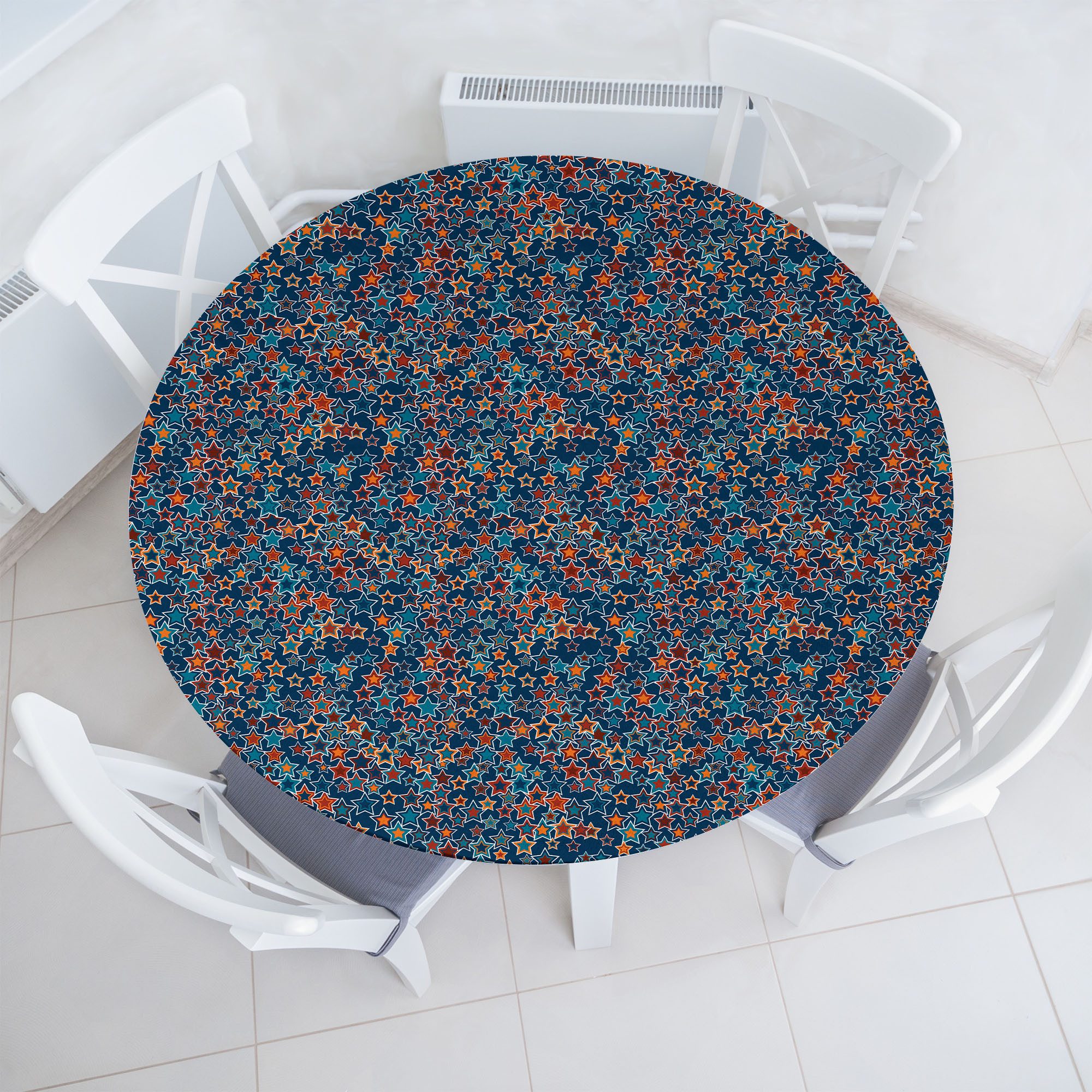 Abakuhaus Tischdecke Rundum-elastische Stofftischdecke, Sterne Abstrakte Sterne auf Blau