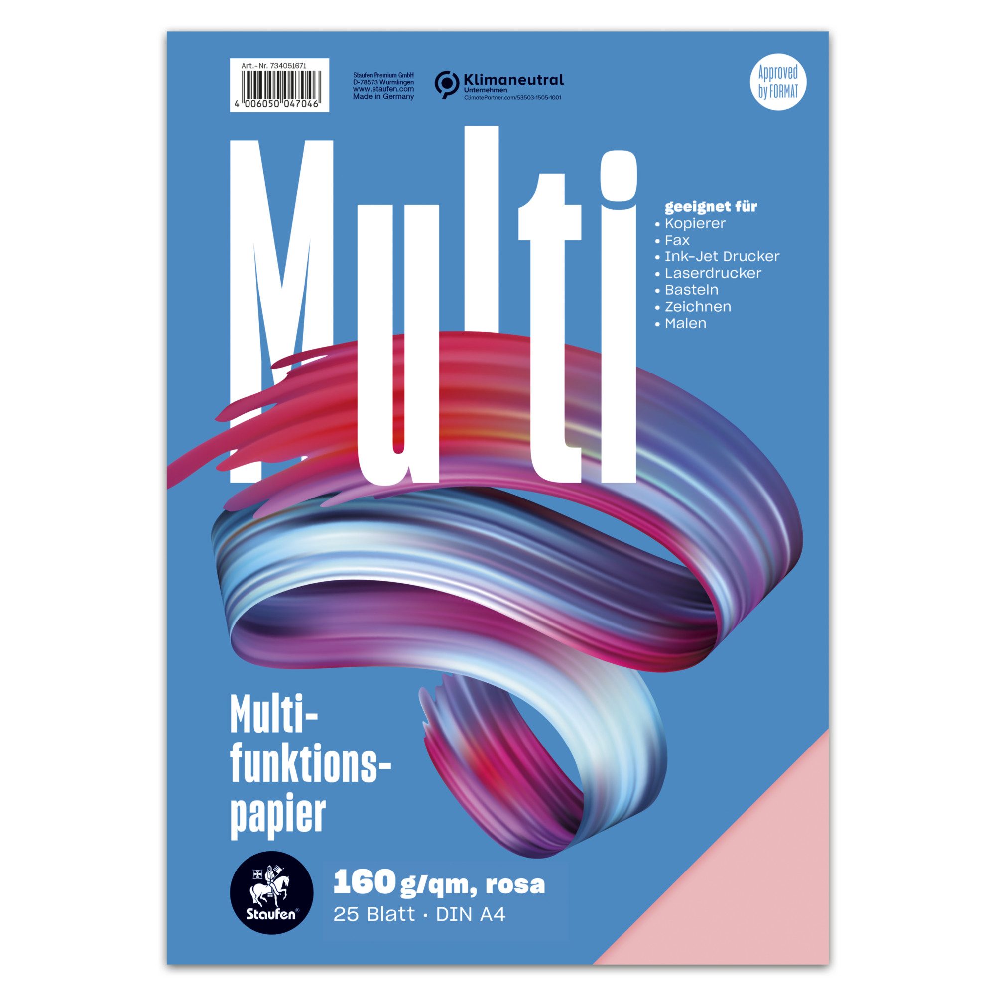 Staufen Kopierpapier Multifunktionspapier A4 160g/qm VE=25 Blatt lila (5 Stück)
