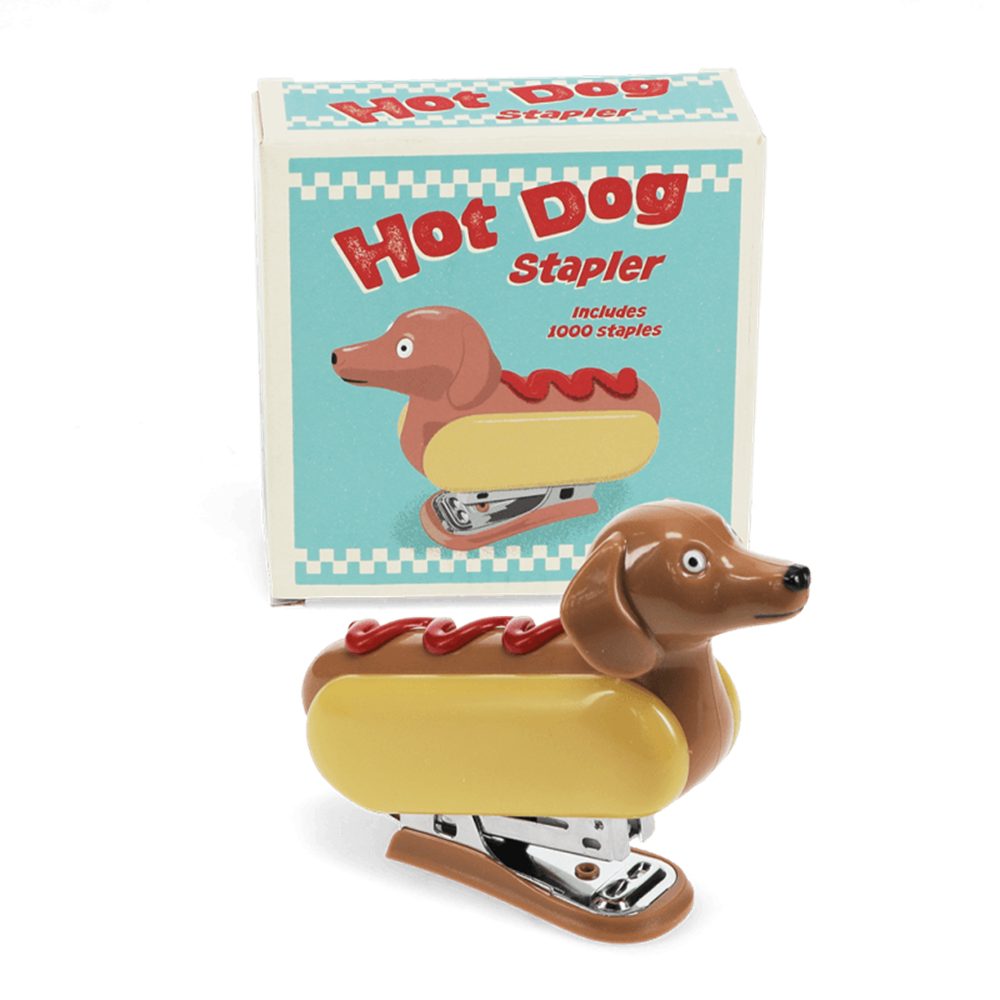 Rex London Heftgerät Klammerhefter Hot Dog, (Stück, 1 tlg., 1 Klammerhefter), Dackel, ca. 11,6x3,2x8,5 cm, inkl. 1000 Heftklammern