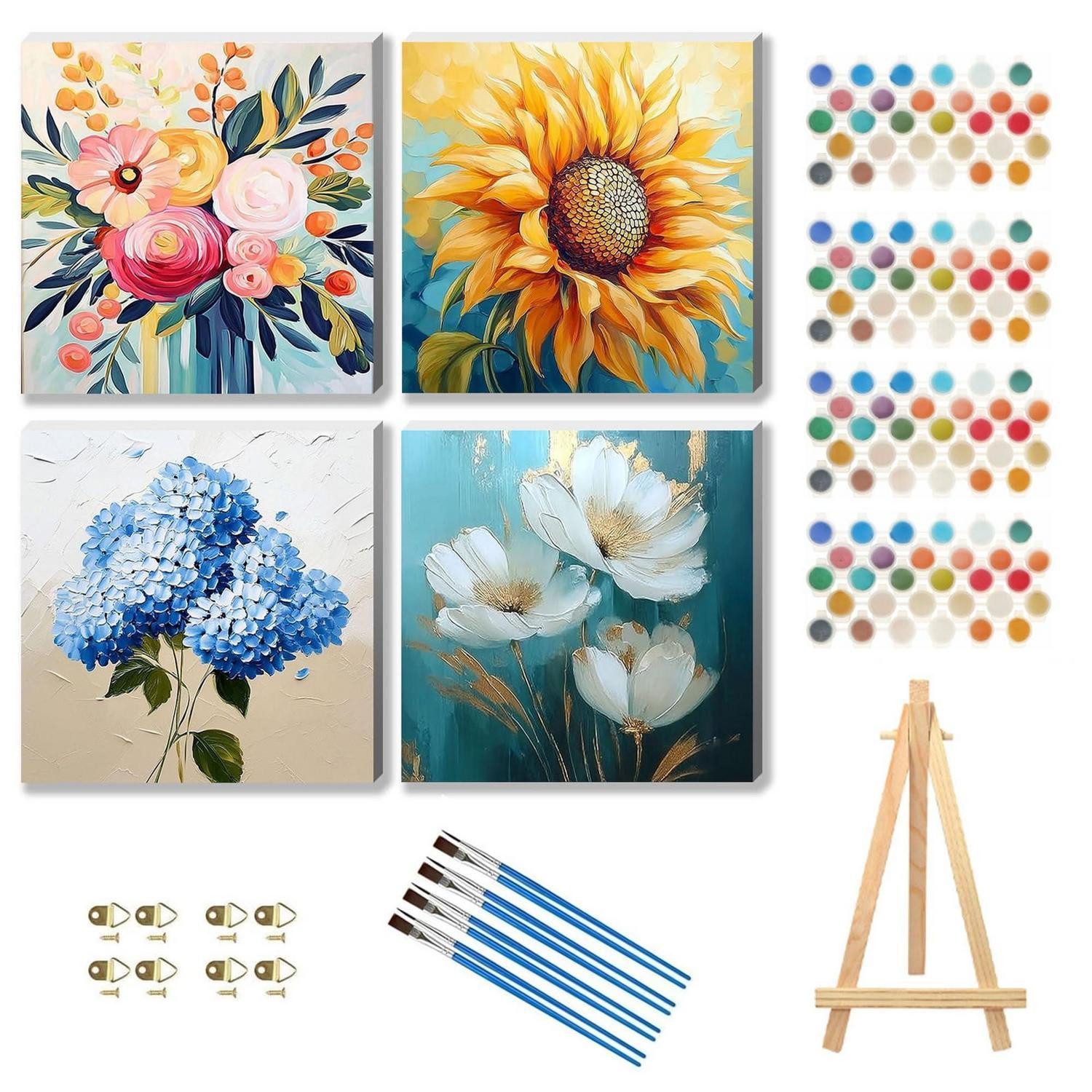 LuxusKollektion Malen nach Zahlen Blume Malen Nach Zahlen Erwachsene Set (4-St)