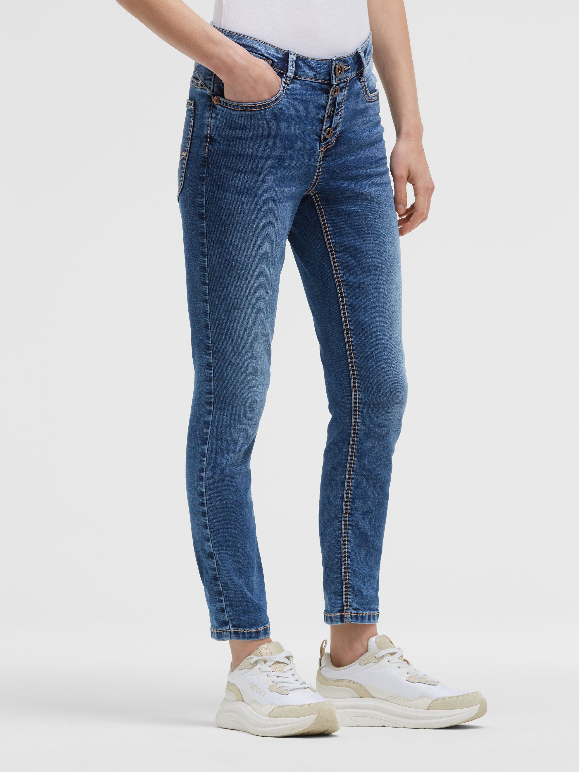 SOCCX Slim-fit-Jeans mit verkürztem Bein