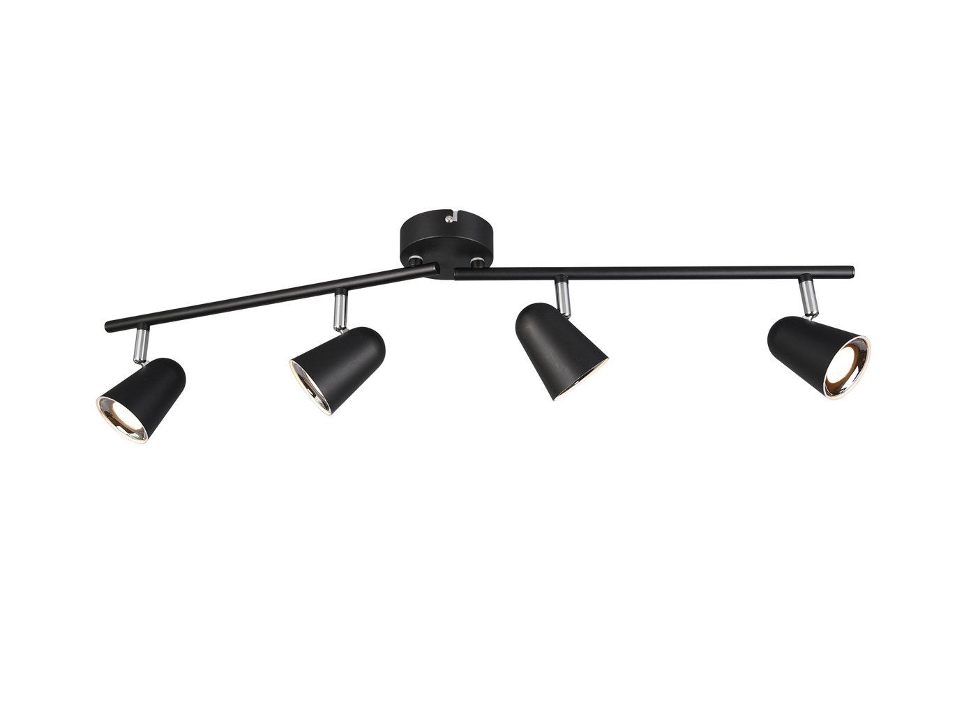 Reality Leuchten LED Deckenstrahler, LED fest integriert, Warmweiß, innen, Deckenleuchte 4 Spots Treppenhaus & Ankleidezimmer Schwarz 78cm