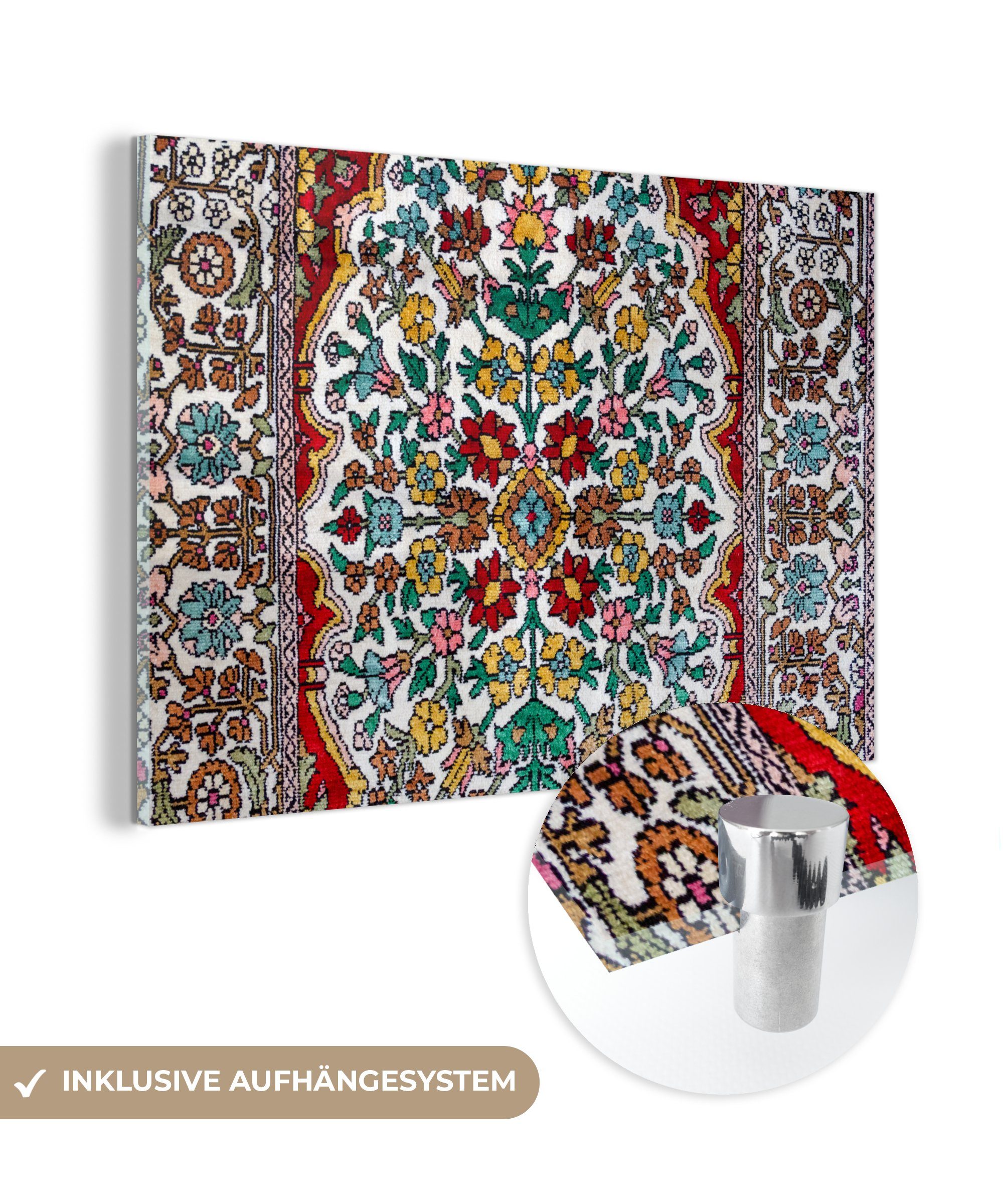 MuchoWow Acrylglasbild Persische Teppiche - Teppiche - Muster - Farben, (1 St), Acrylglasbilder Wohnzimmer & Schlafzimmer