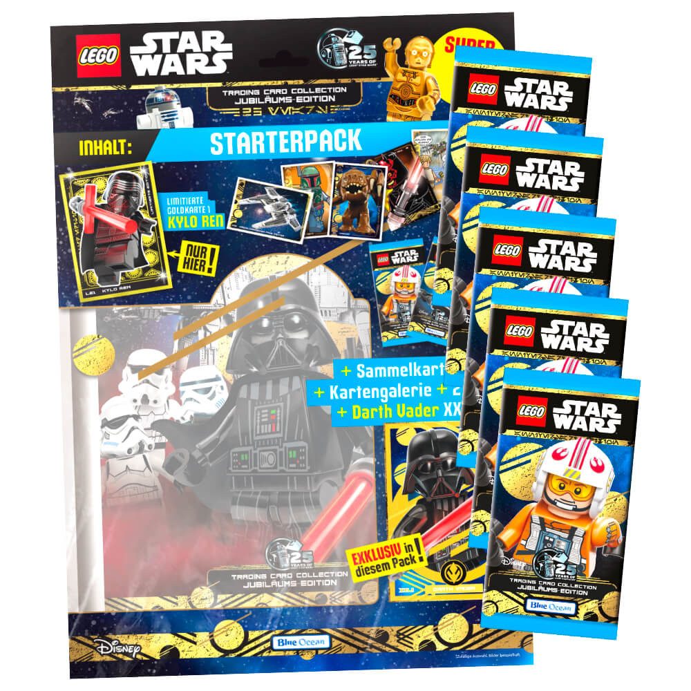 Blue Ocean Sammelkarte Lego Star Wars Karten Trading Cards Serie 5 - Jubiläum Sammelkarten, Lego Star Wars Sammelkarten - 1 Starter + 5 Booster