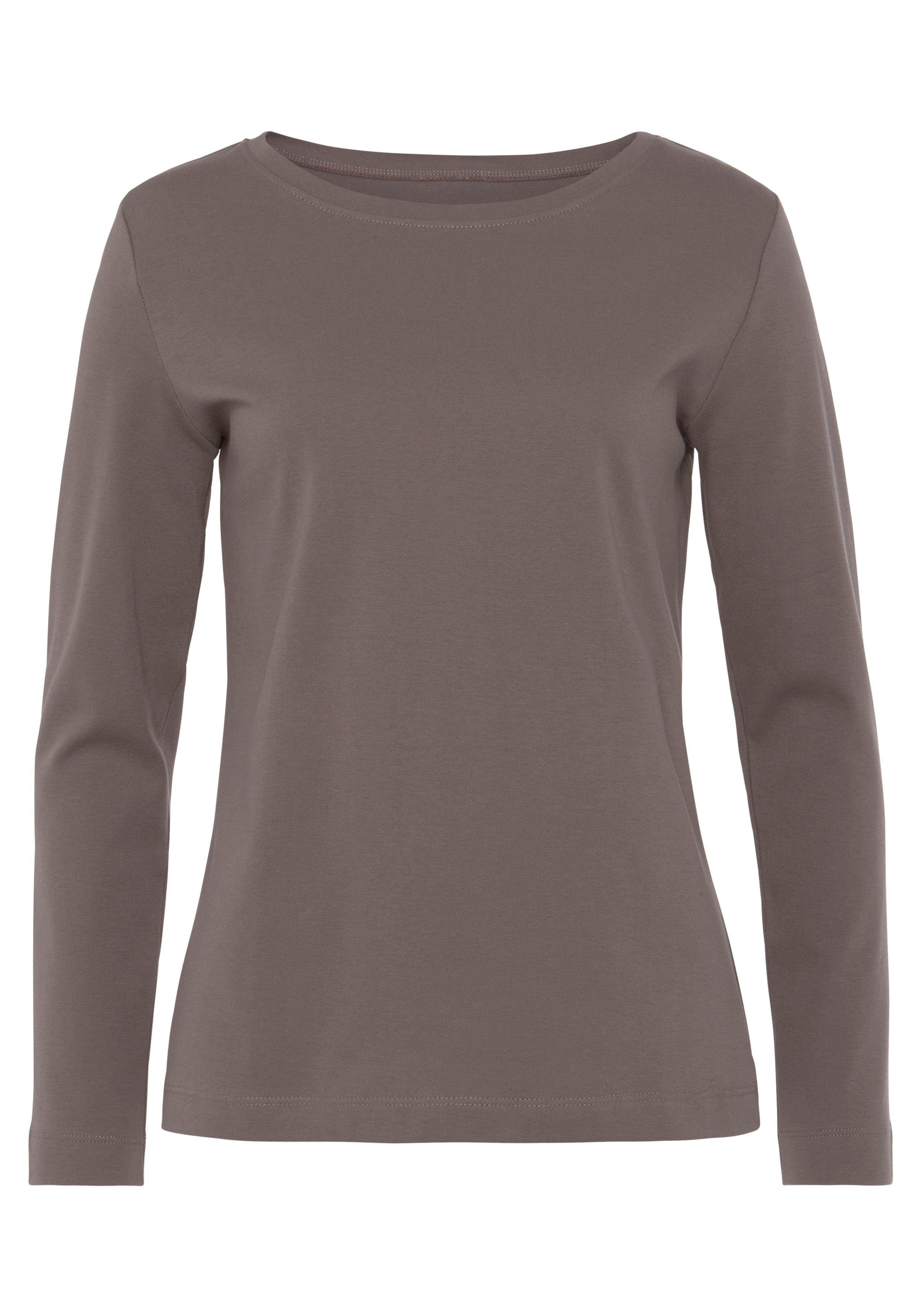 Vivance Langarmshirt aus reiner Baumwolle (2er-Pack) aus luftiger Interlock-Qualität