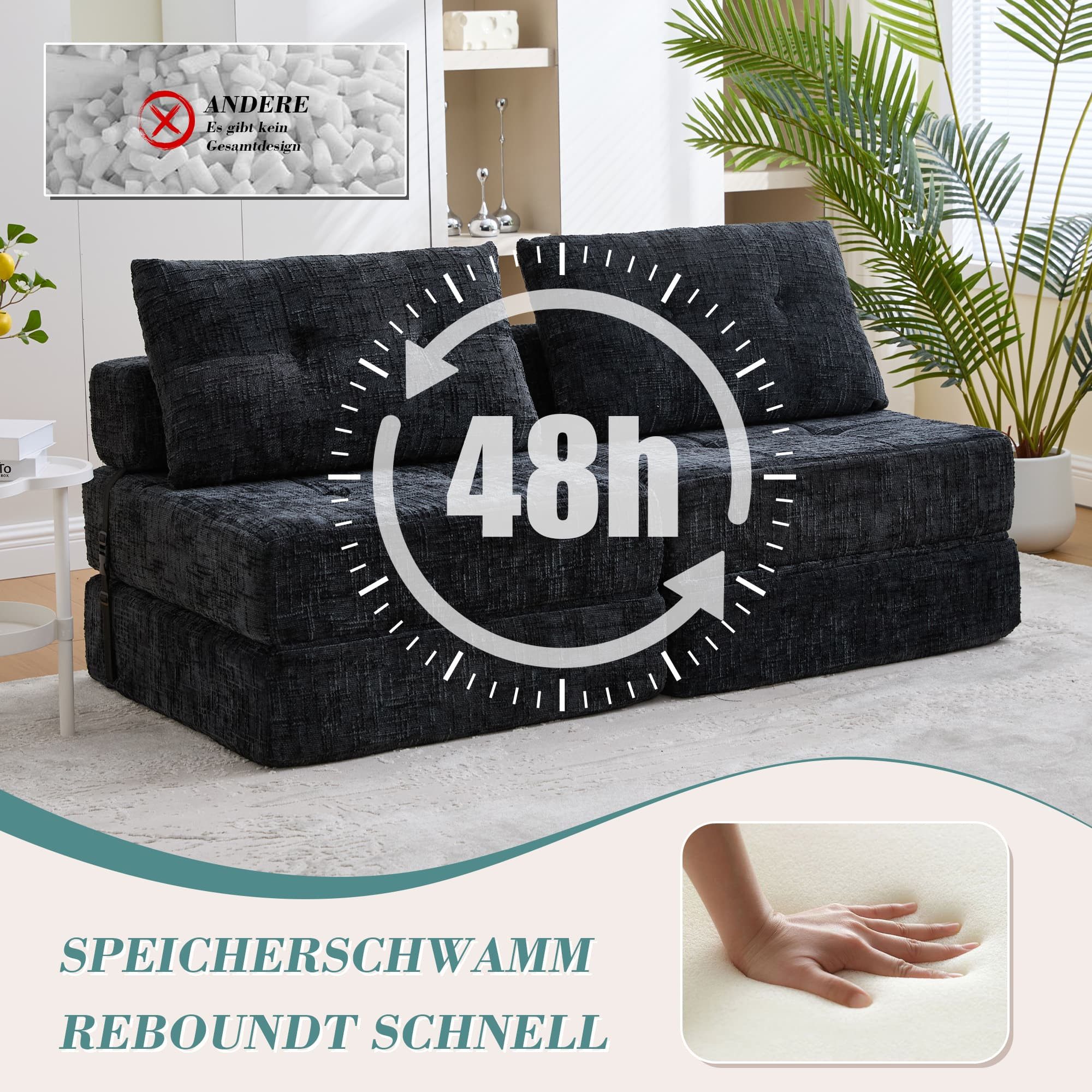 ANYSUN Sofa Schlafsofa Klappsofa mit Kissen & Rückenlehne, tragbar, Schlaffunktion, 1 Teile