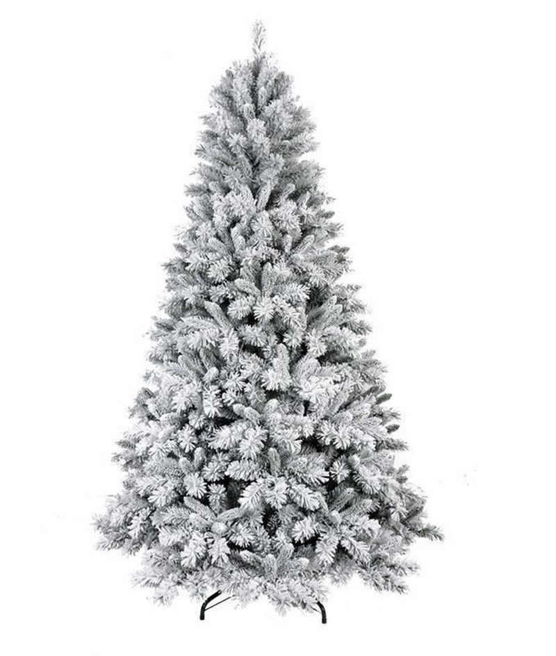 Arnusa Künstlicher Weihnachtsbaum mit Schnee Effekt inl. Aufbewahrungstasche und Metallständer, Edeltanne, klappbar wie echt