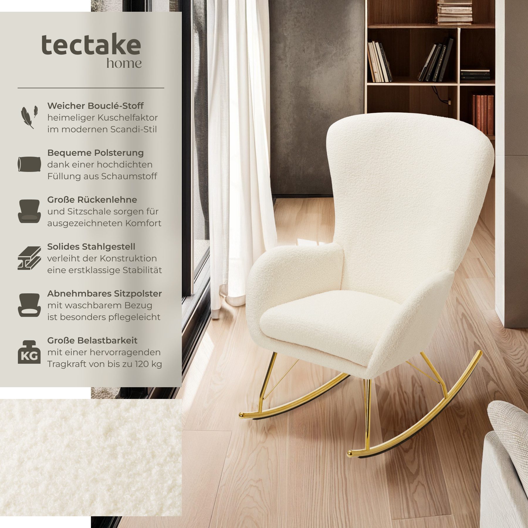 tectake Schaukelstuhl Relaxsessel Swing mit Stahlkufen günstig online kaufen