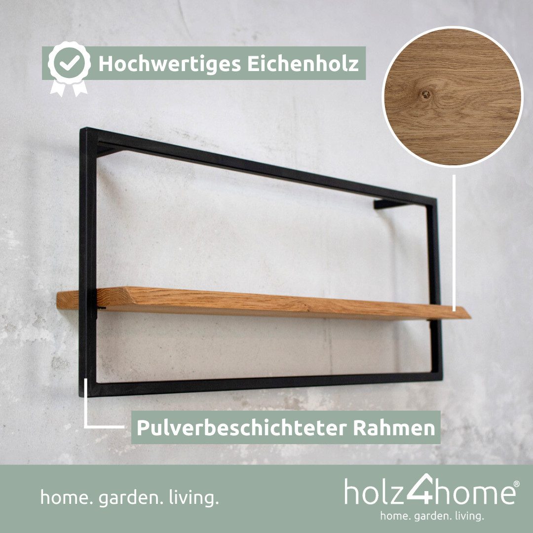 holz4home® Wandregal Natur Eiche mit Metallrahmen günstig online kaufen