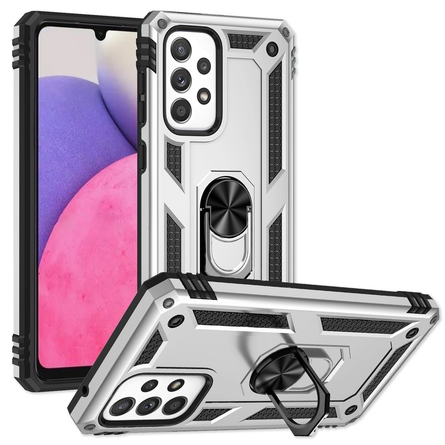 Nalia Smartphone-Hülle Samsung Galaxy A53 16,5 cm (6,5 Zoll), Stoßfeste Military-Style Ring Hülle / Extrem Schützend / Outdoor Case