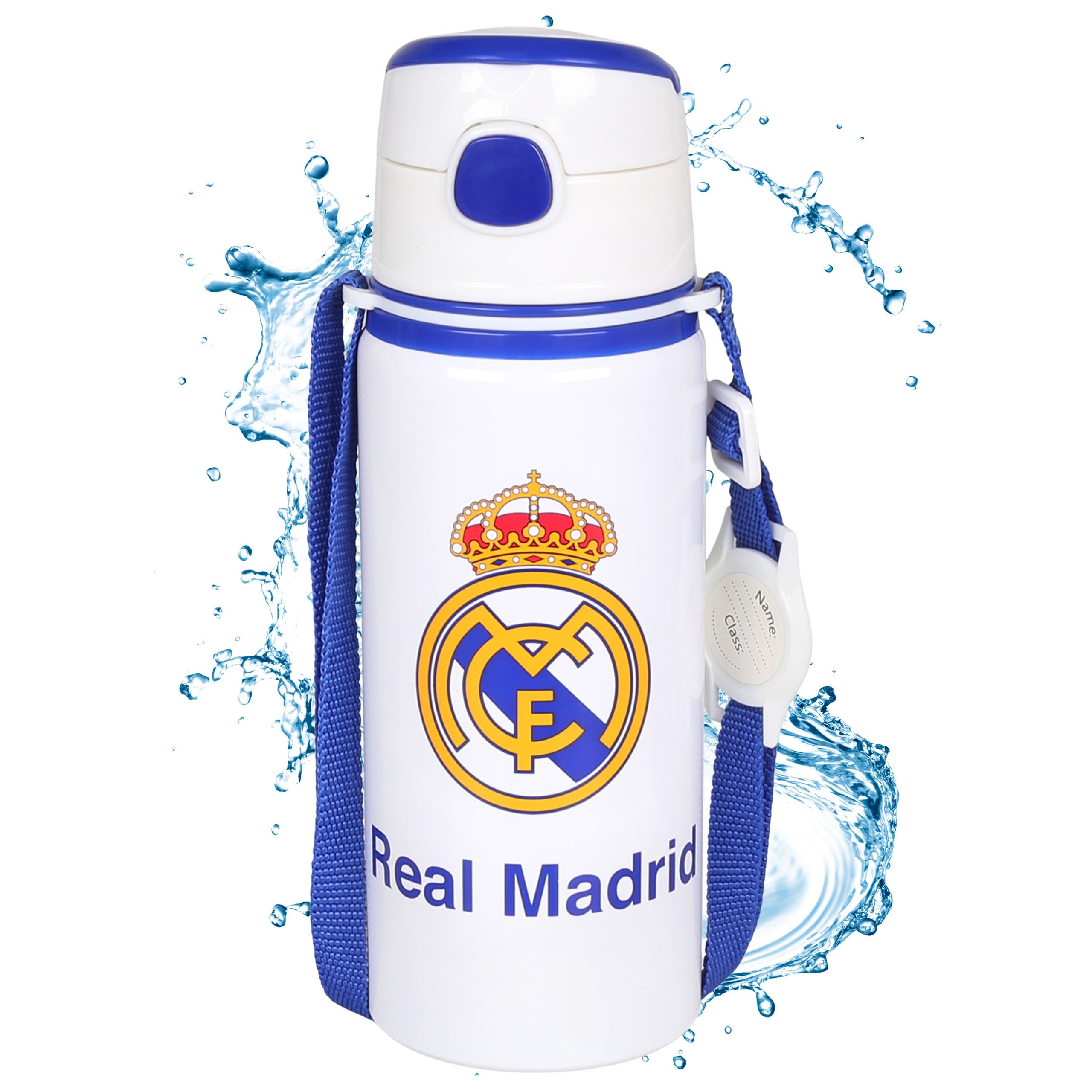 Real Madrid Trinkflasche Real Madrid Aluminium THERMOFLASCHE, mit Schulterriemen 600ml
