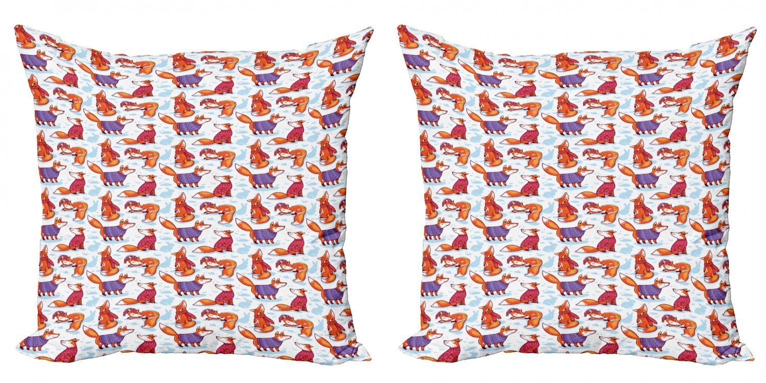 Kissenbezüge Modern (2 Doppelseitiger im Digitaldruck, Tiere Stück), Winter Abakuhaus Fuchs Accent Pullover