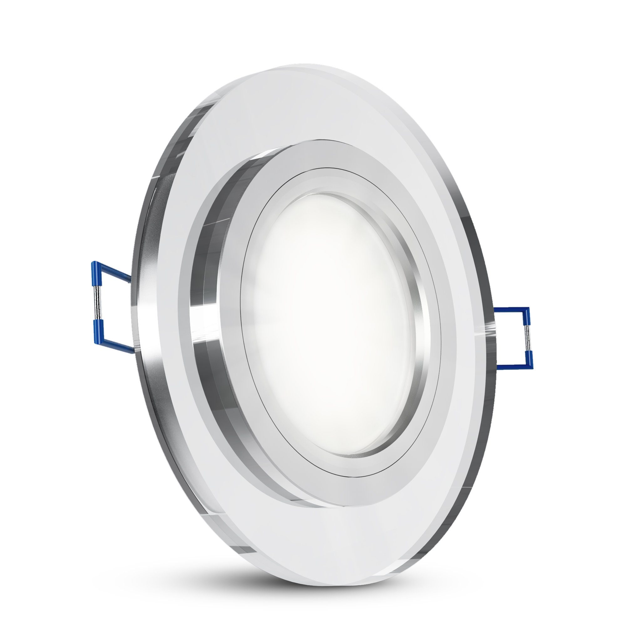 SSC-LUXon LED Einbaustrahler Flacher Design Glas Einbauspot LED rund klar mit LED Modul neutral, Neutralweiß