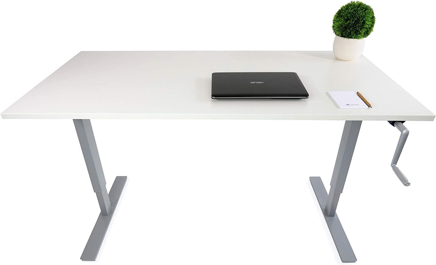 Budget Ergotopia durch für verstellbar gängigen Höhenverstellbarkeit verstellbares Grau Kurbel Kurbel Per Breite Desktopia Tischgestell, Schreibtisch Tischplatten, Schreibtisch, Höhenverstellbarer alle