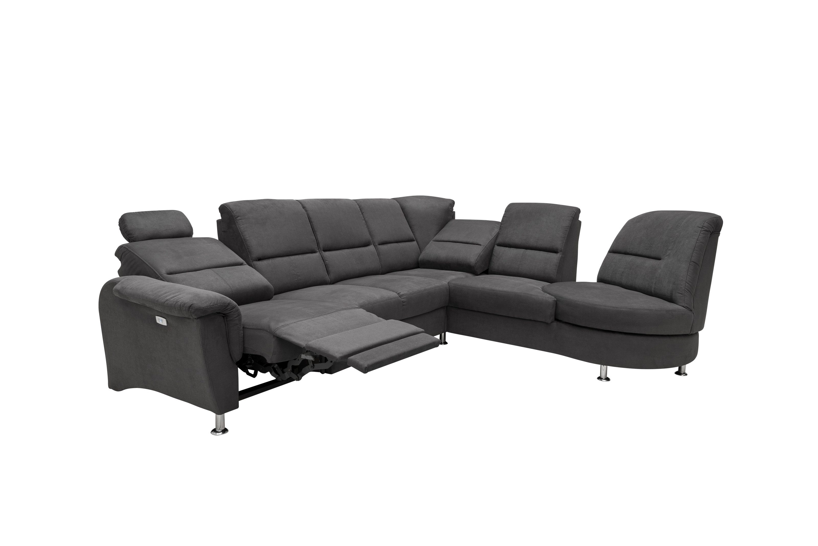 freiraum Ecksofa Ludwigshafen, in 1217 Toro schwarz, Mikrofaser - 236x113x275cm (BxHxT)