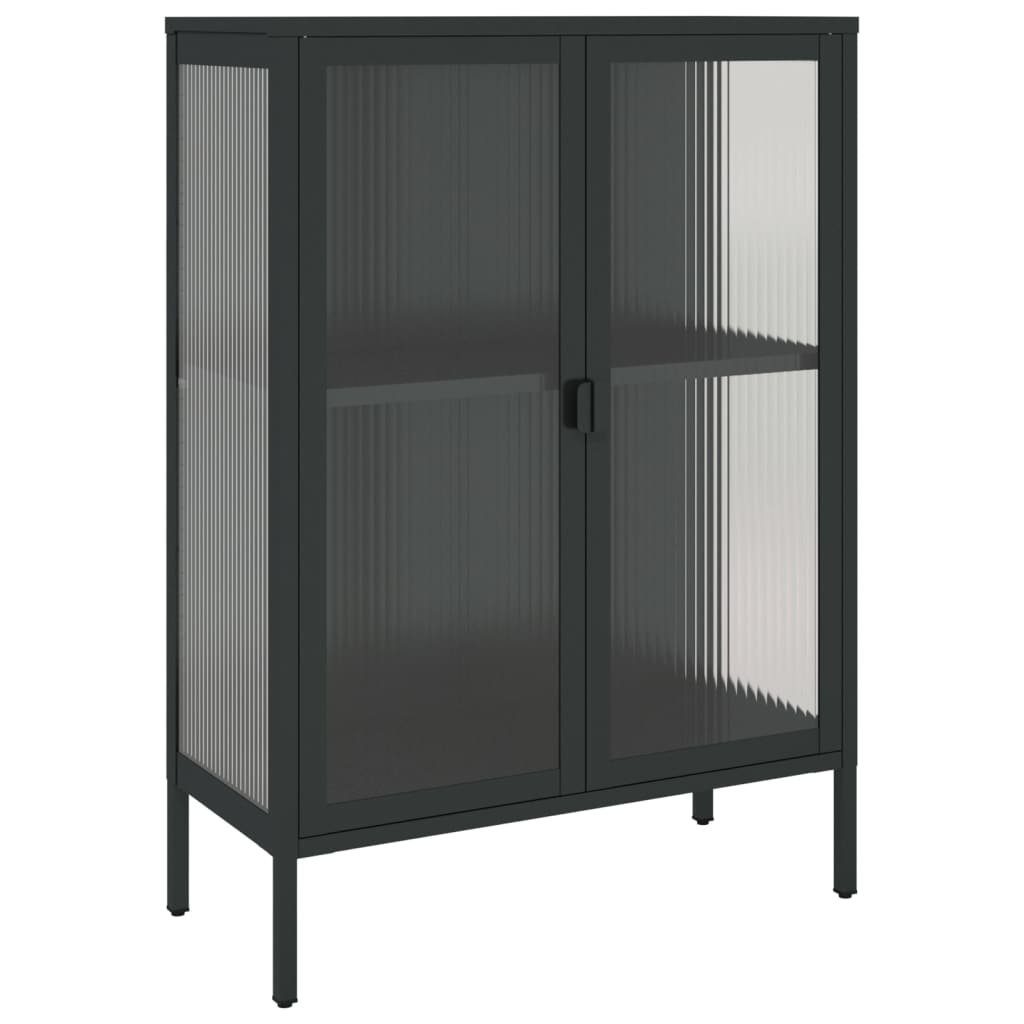 vidaXL Sideboard Sideboard Schwarz 75x35x105 cm Glas und Stahl