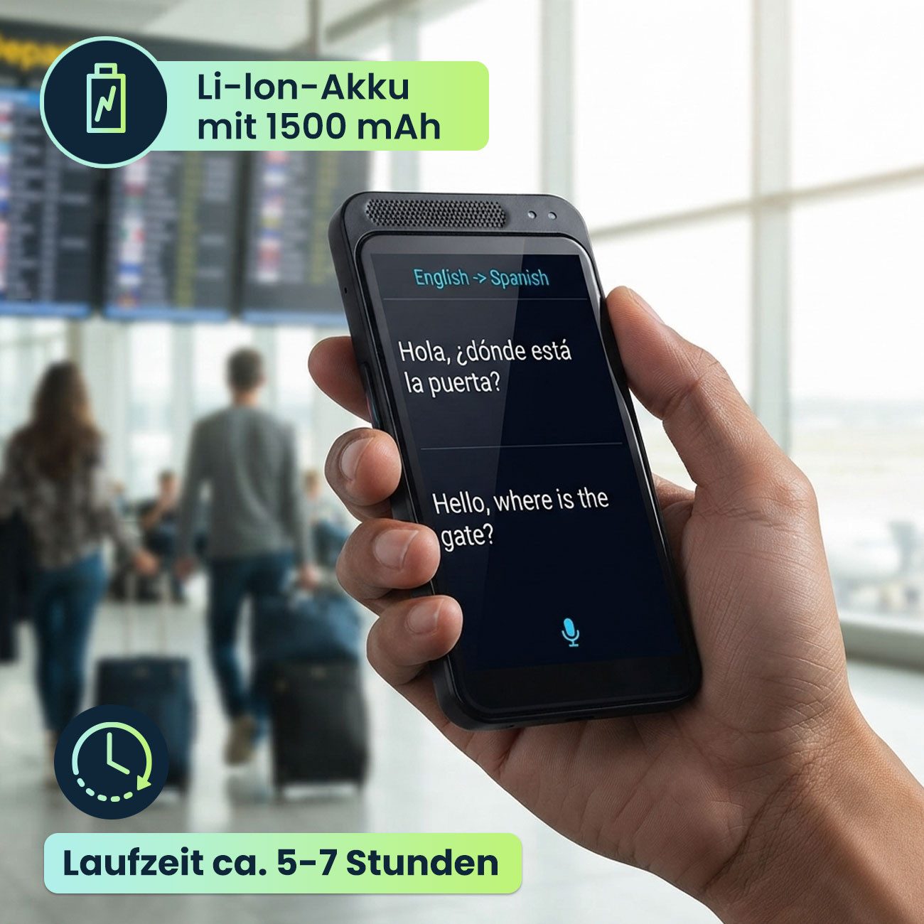 shop'n smile ideoon Sprachcomputer Echtzeit-Sprachübersetzer 150 Sprachen 4,5 Zoll Display KI, Kamera, 21 Offline-Modi, 5MP Kamera, KI-Chatbot & 0,2s Reaktionszeit