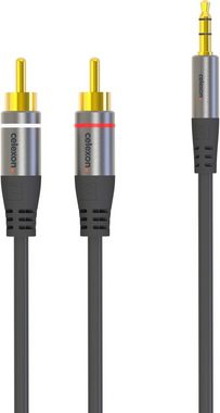 Celexon 2x Cinch auf 3,5mm Stereo Klinke Audiokabel Audio-Kabel, (750 cm), Professional Line, 7,5m, schwarz