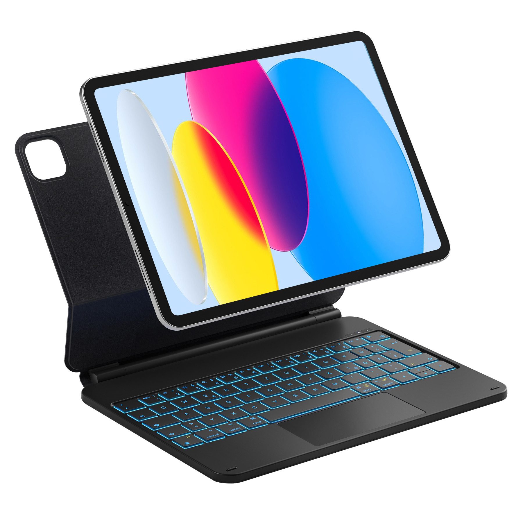 Inateck Magic Keyboard für 10.9-11 Zoll iPad A16 11/10 Gen, Air/Pro iPad-Tastatur (Freitragender Ständer, 7-Farbige Hintergrundbeleuchtung)