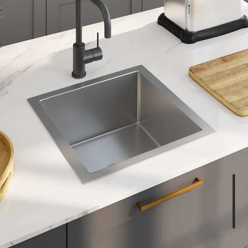 vidaXL Granitspüle Handgefertigte Küchenspüle Edelstahl, 44/44 cm – Bild 2 von 5